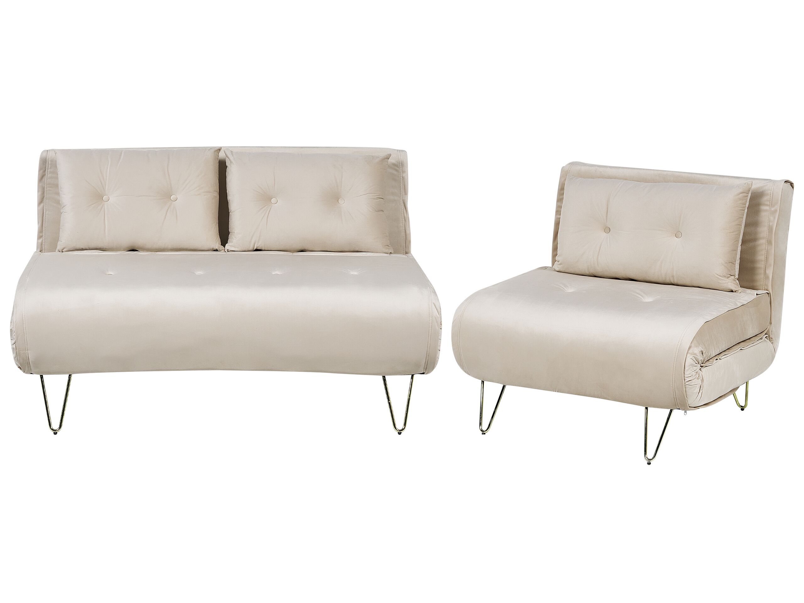 Velvet Sofa Set Beige VESTFOLD - Gemini Interiors