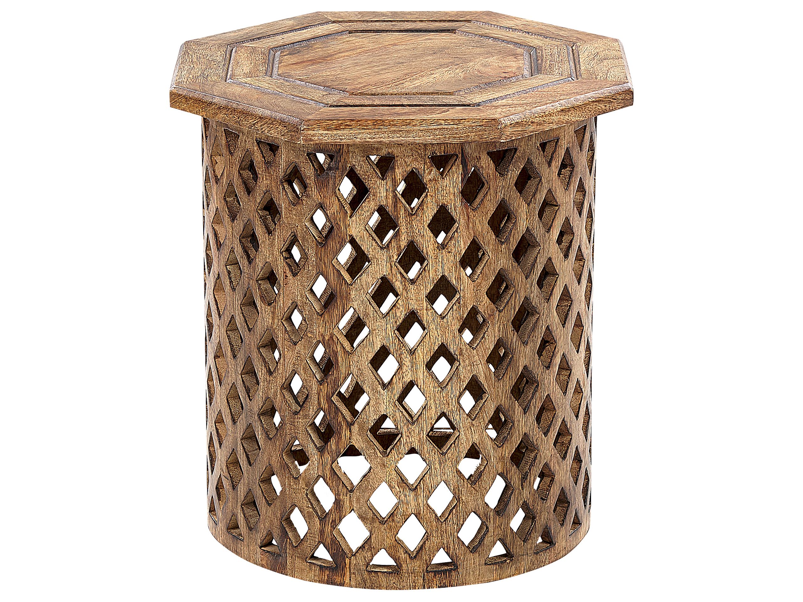 Mango Wood Side Table Dark KHANPUR - Gemini Interiors