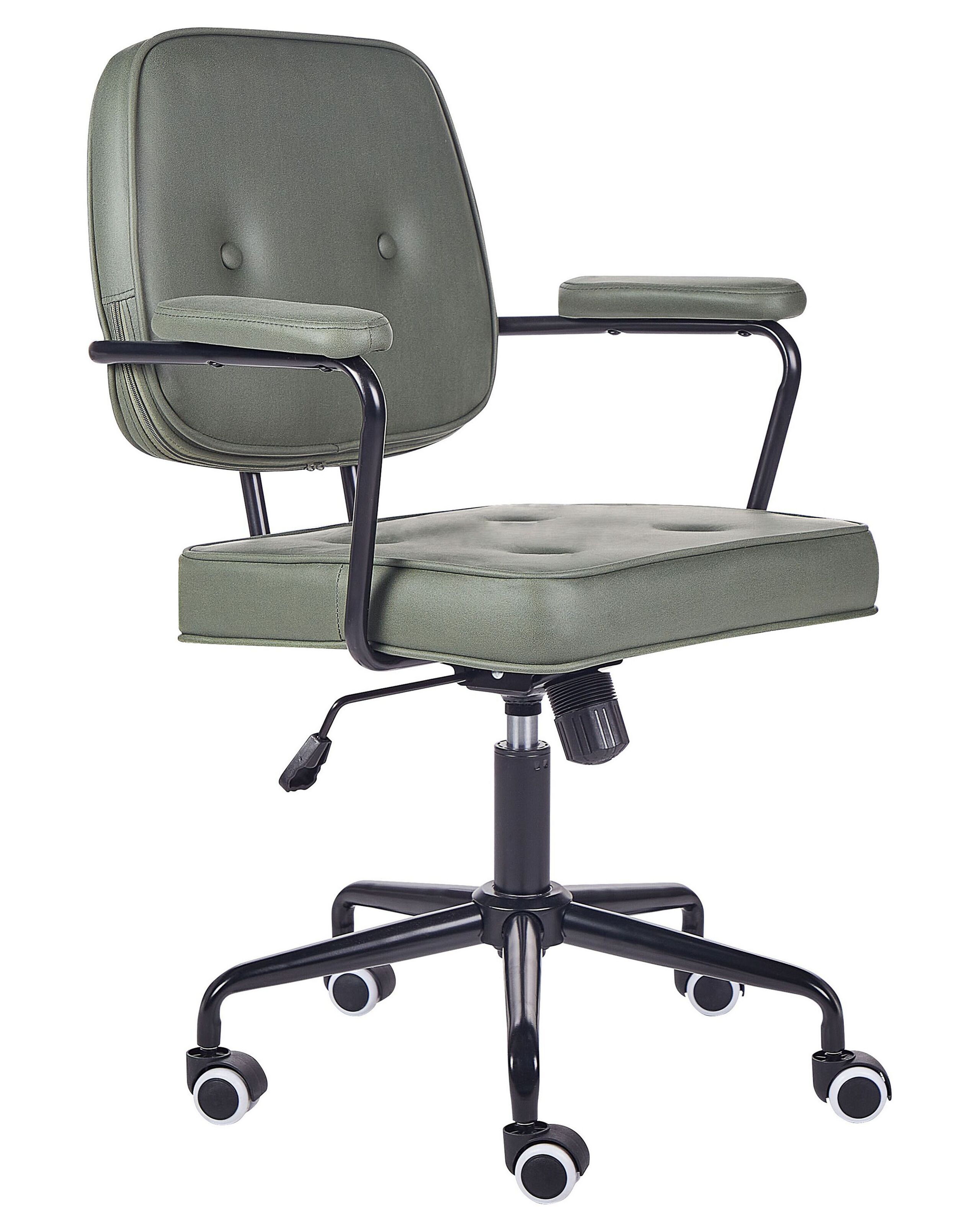 Faux Leather Desk Chair Green PAWNEE - Gemini Interiors