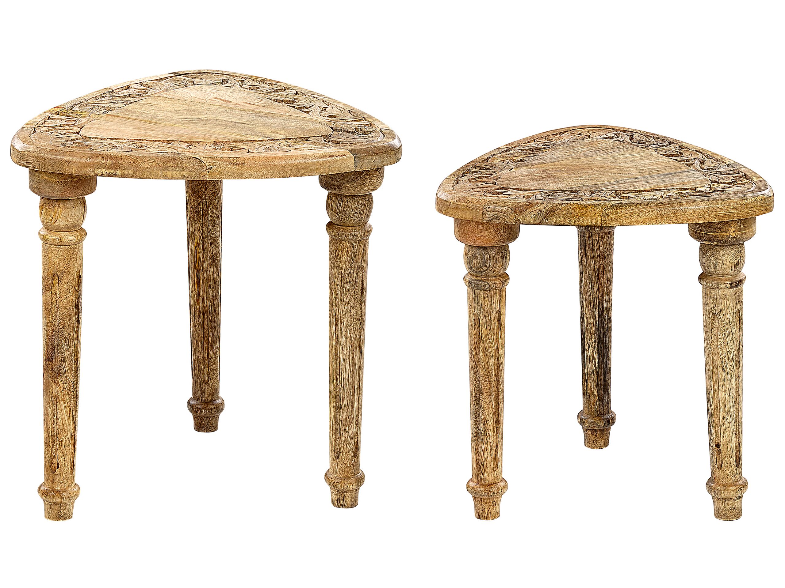 Set of 2 Mango Wood Side Tables Light SAORA - Gemini Interiors