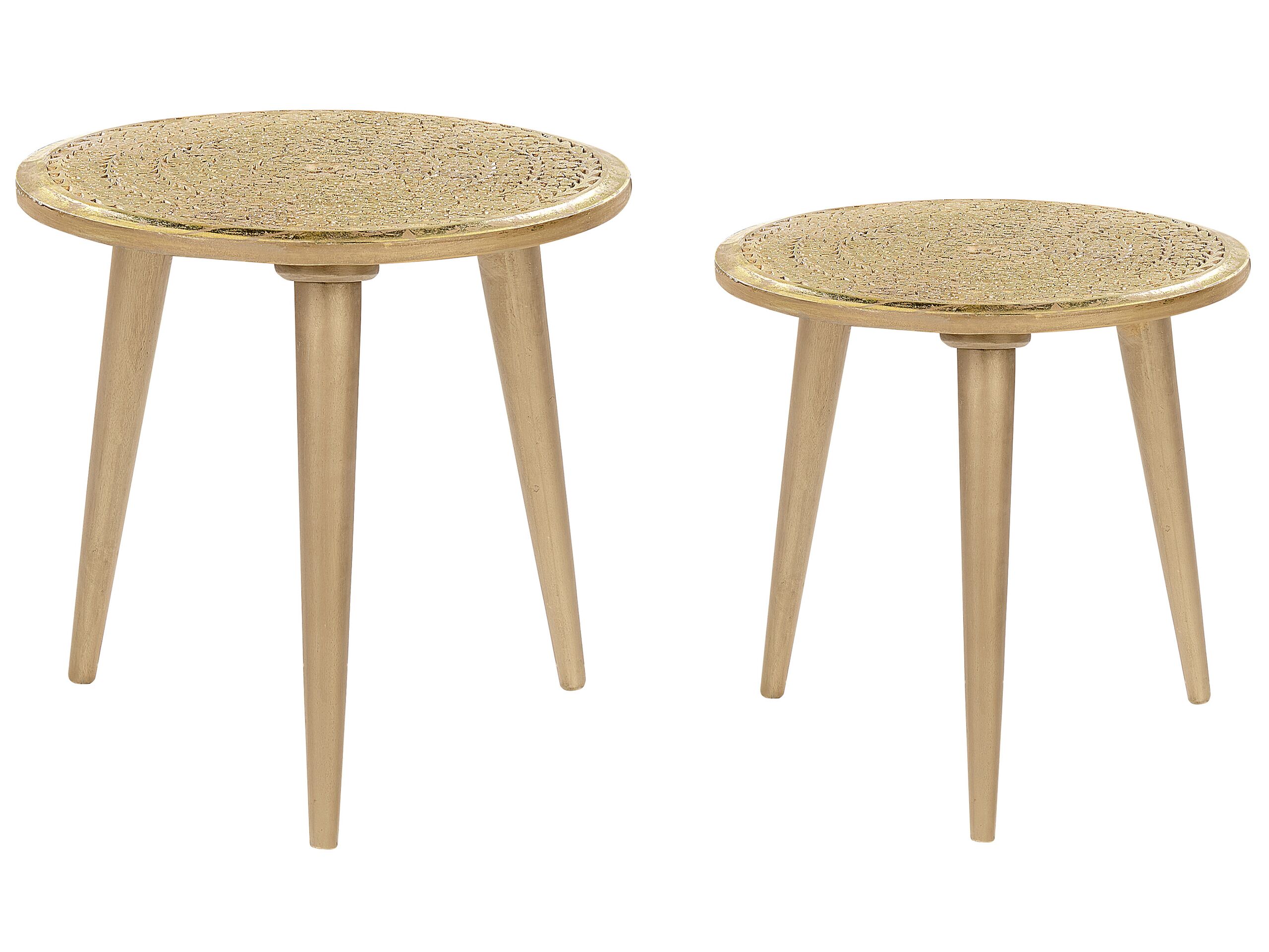 Set of 2 Mango Wood Side Tables Gold NARRA - Gemini Interiors