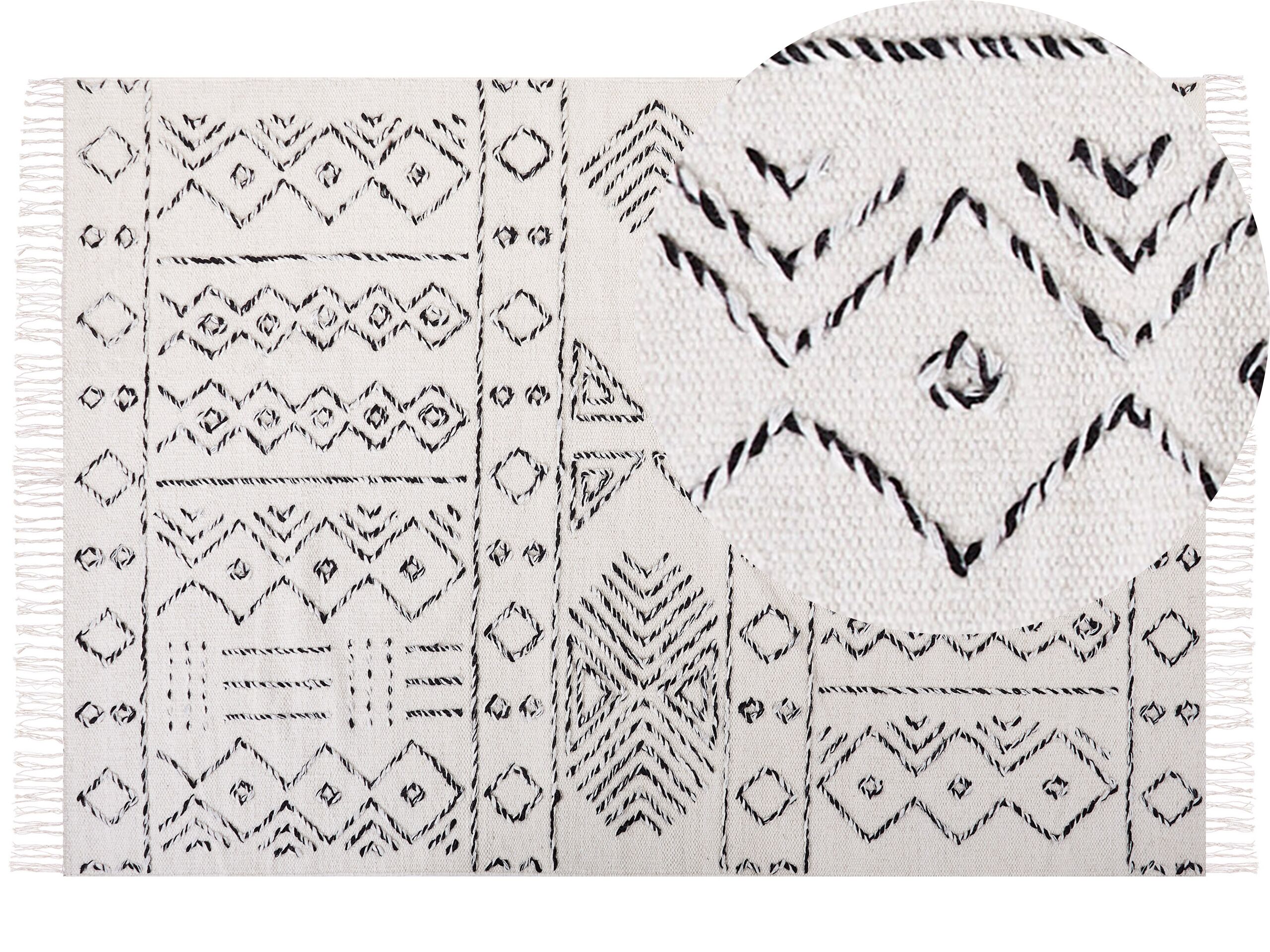 Wool Area Rug 160x230cm White and Black - Gemini Interiors