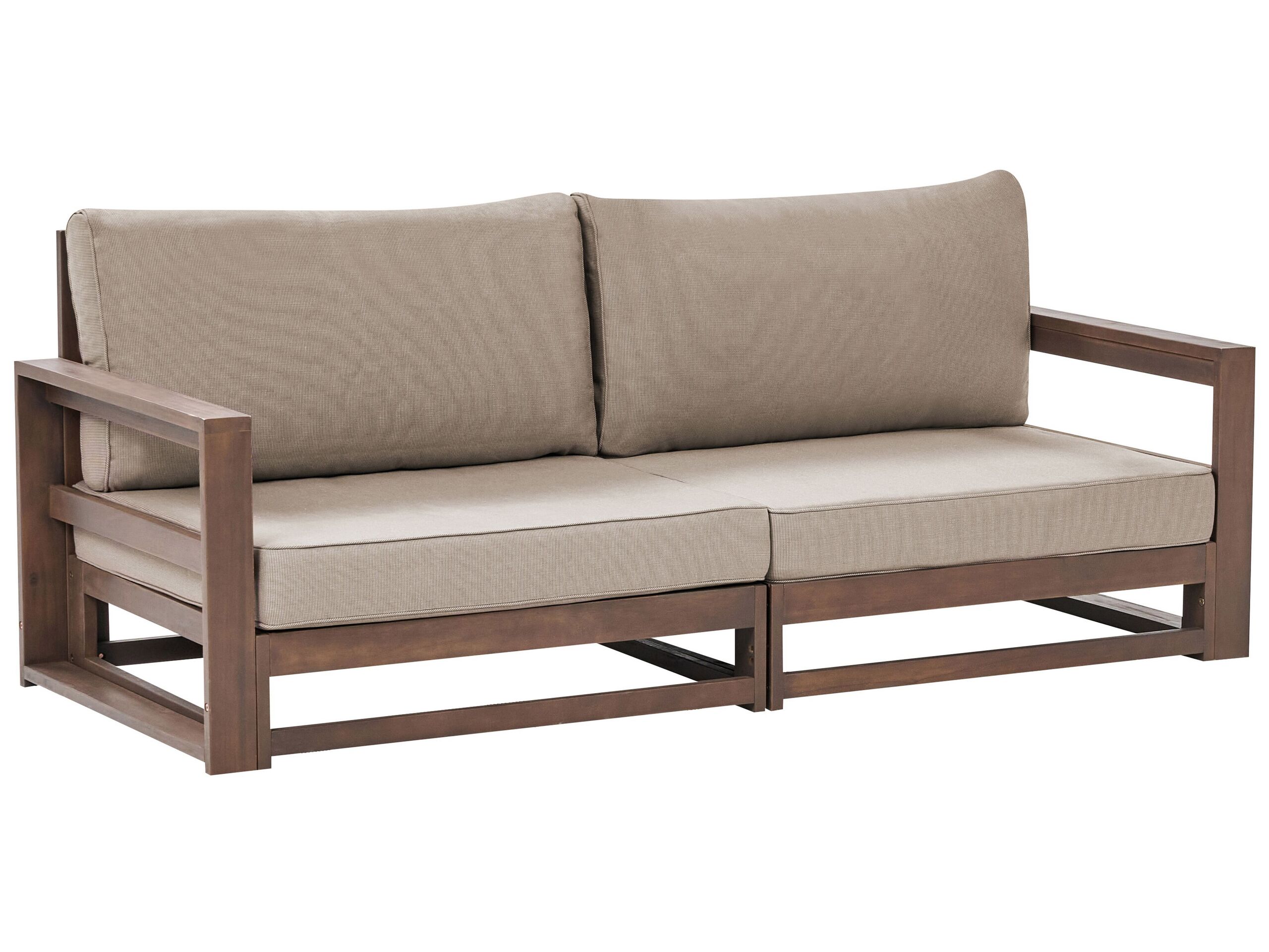 2 Seater Certified Acacia Wood Garden Sofa Dark TIMOR II - Gemini Interiors