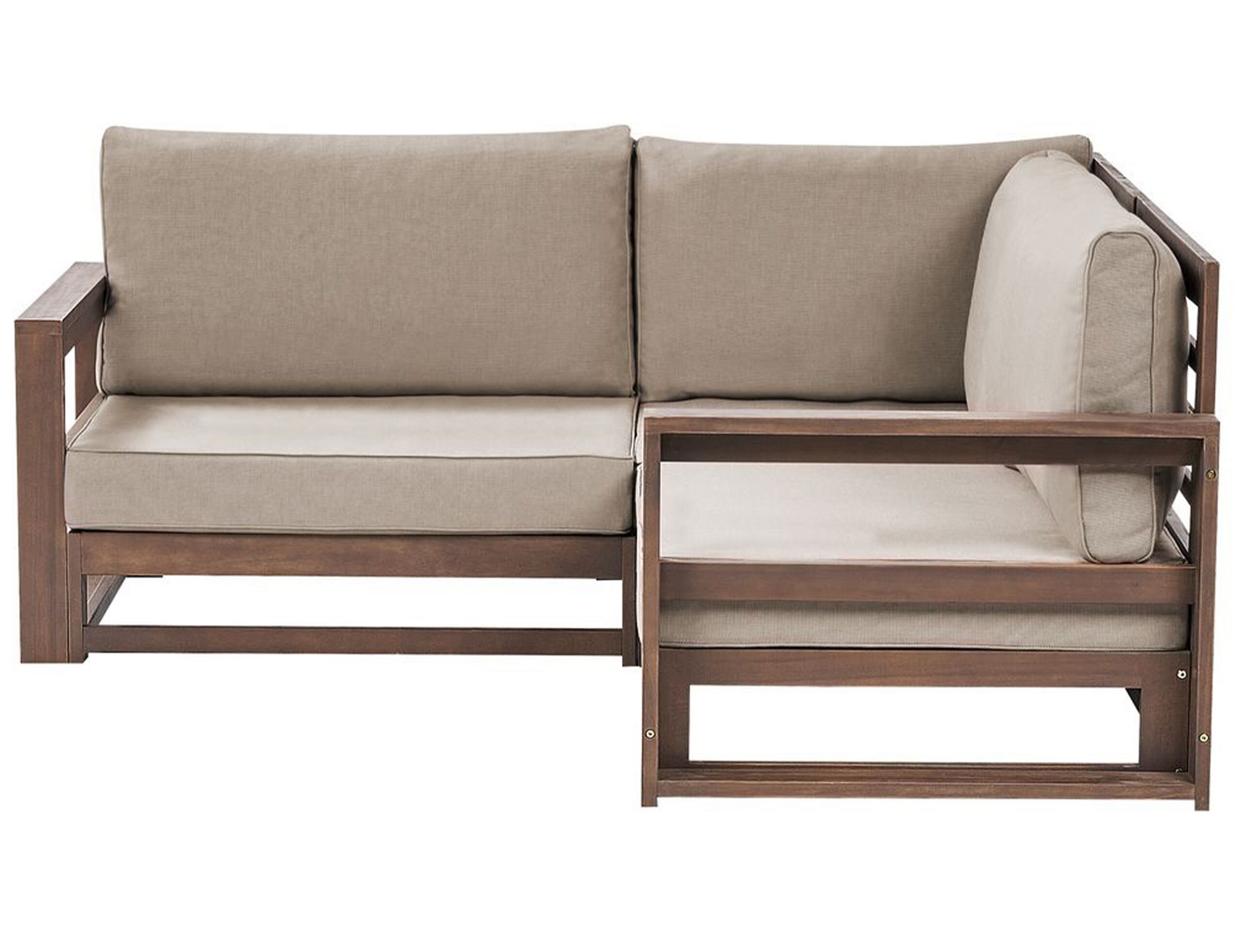 2 Seater Certified Acacia Wood Garden Corner Sofa Dark TIMOR II - Gemini Interiors