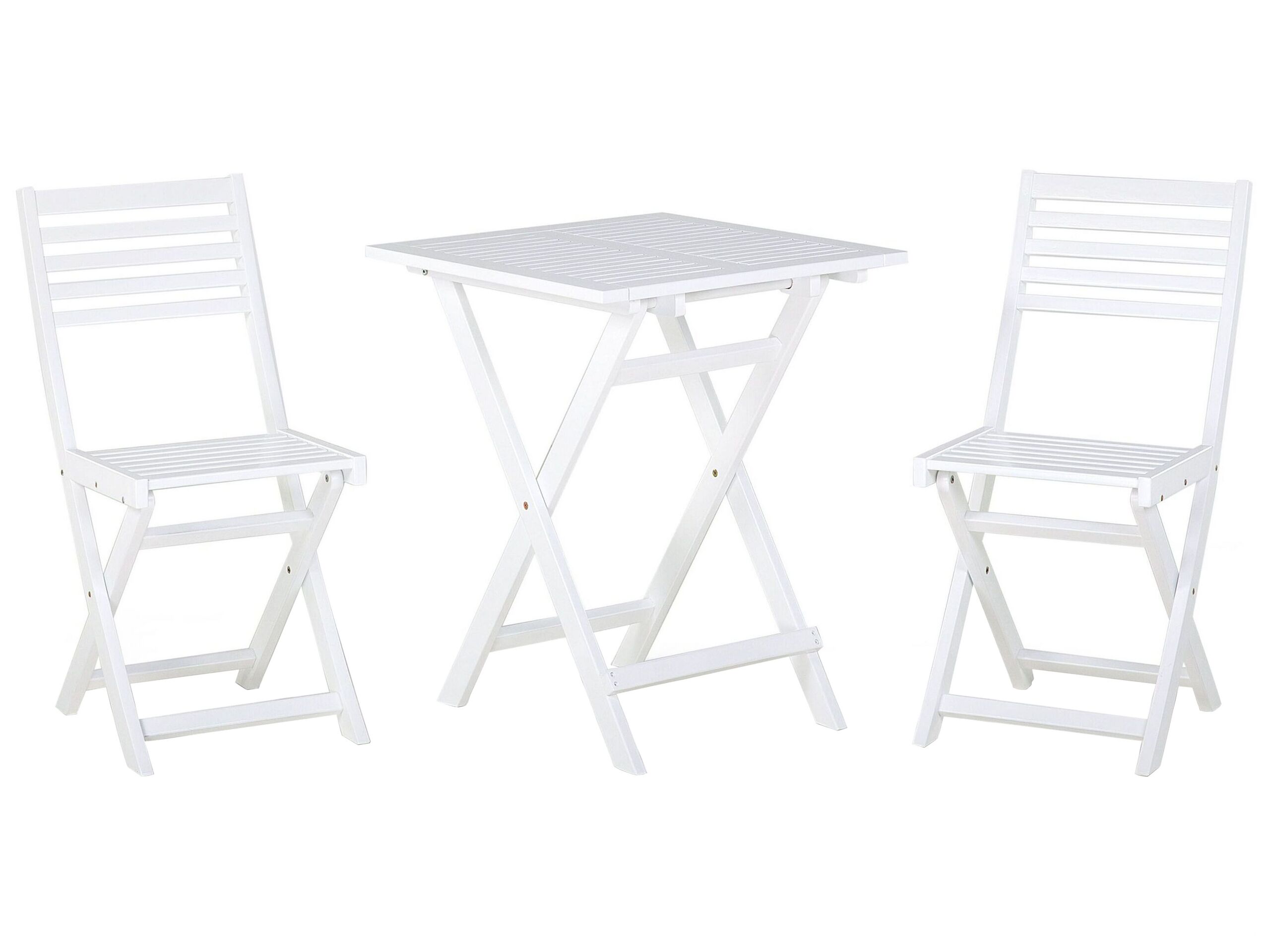 Acacia Wood Garden Bistro Set White FIJI - Gemini Interiors