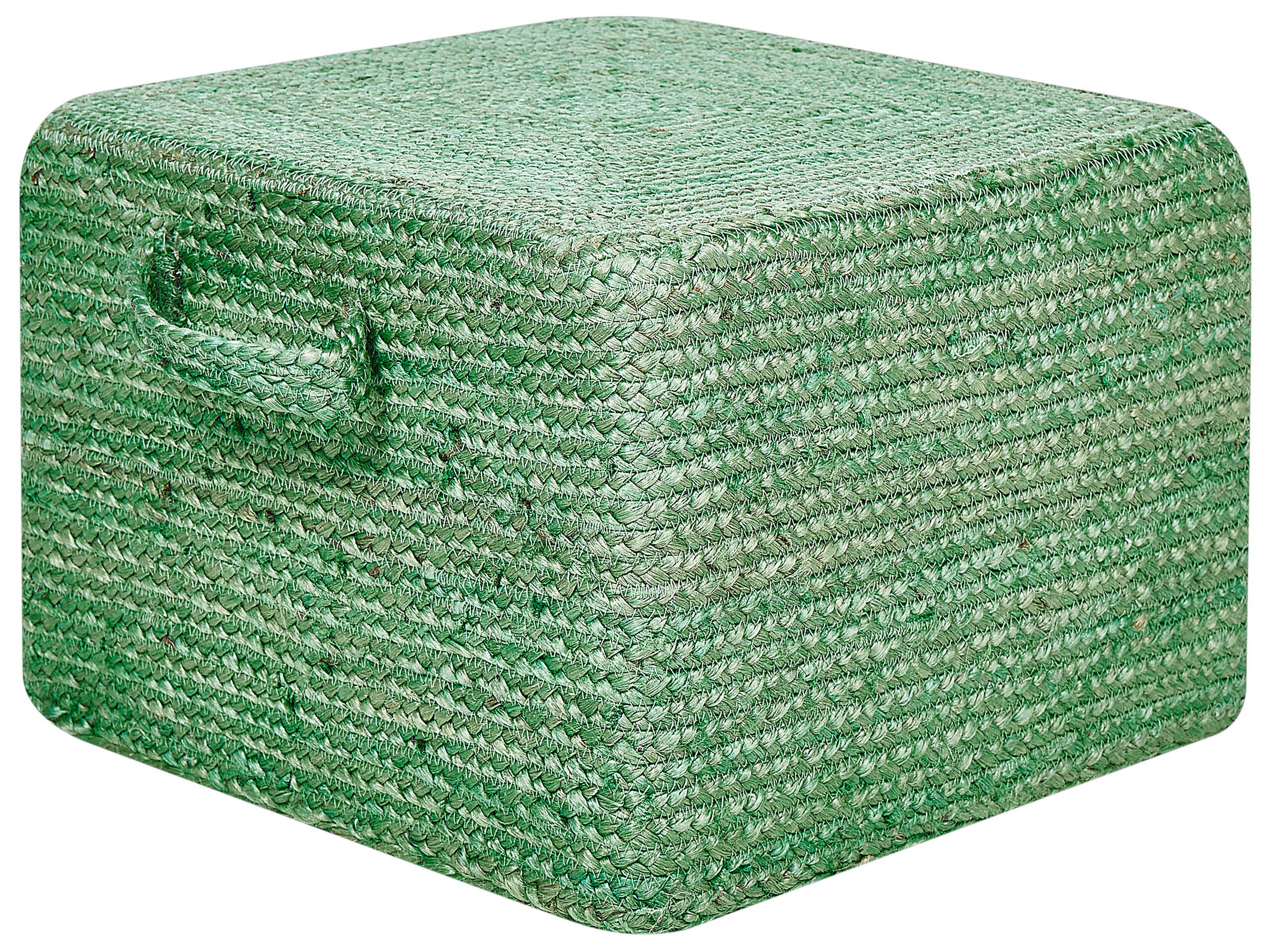 Jute Pouffe 45 x 45 x 30 cm Green DHADAR - Gemini Interiors