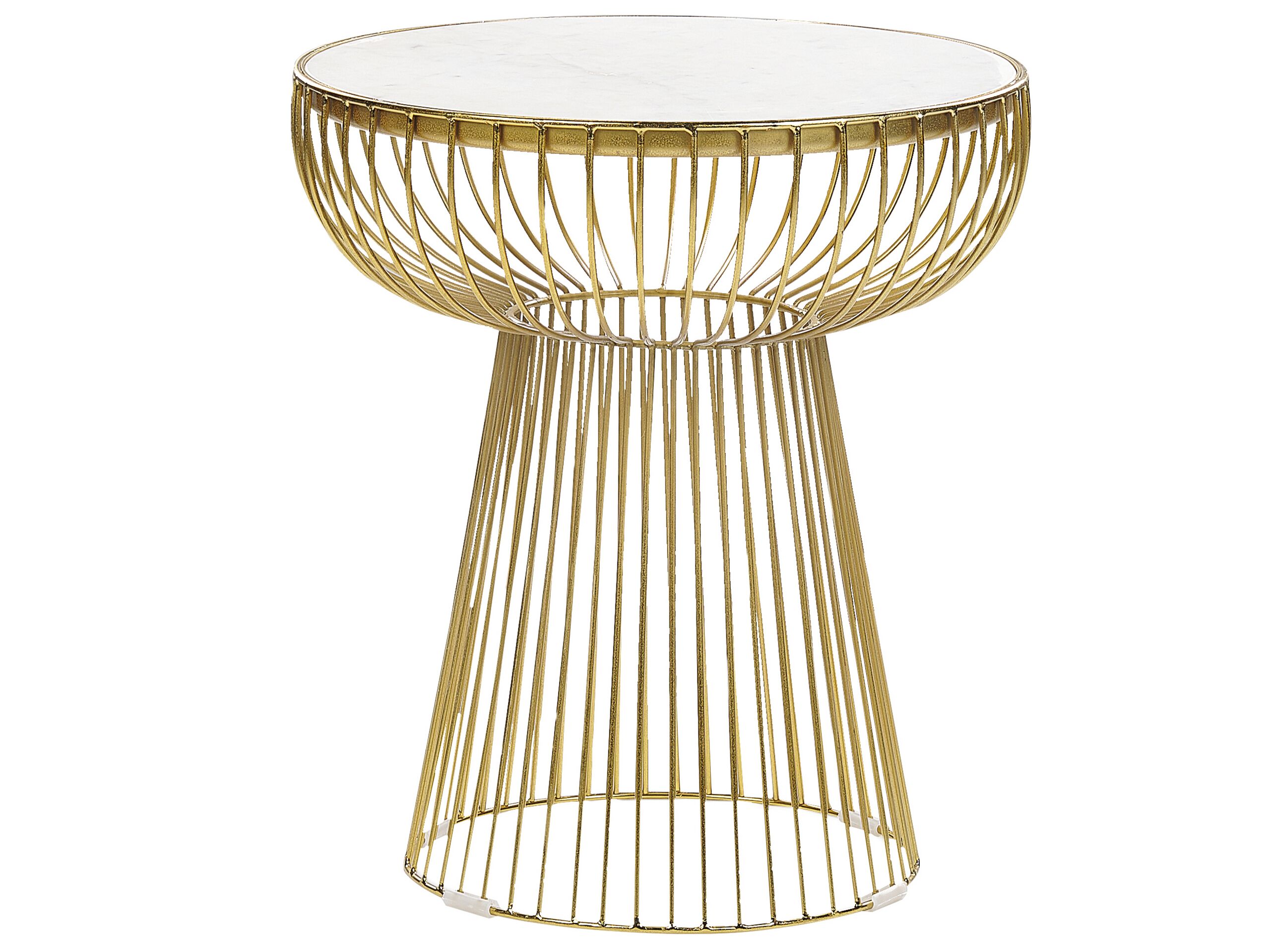 Wire Frame Side Table White Marble with Gold CHEYNES - Gemini Interiors