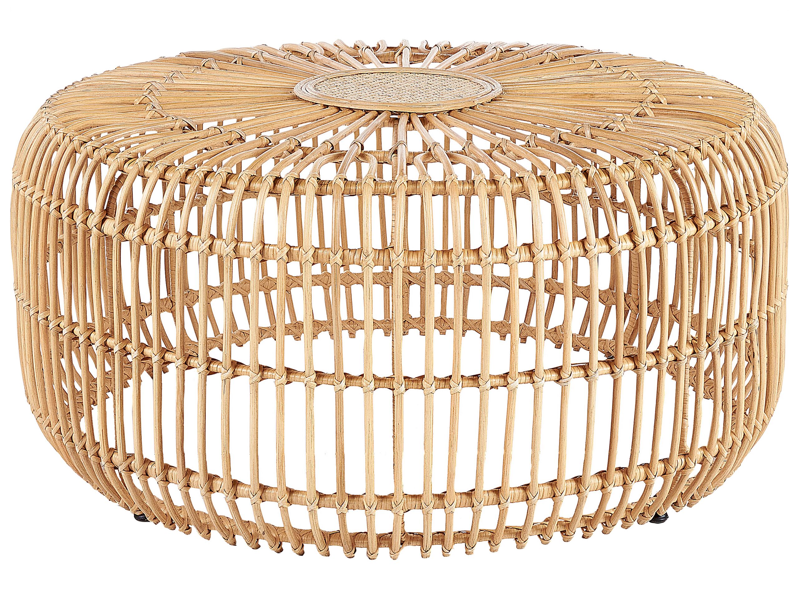 Rattan Round Garden Coffee Table âŒ€ 85 cm Natural RANDAZZO - Gemini Interiors
