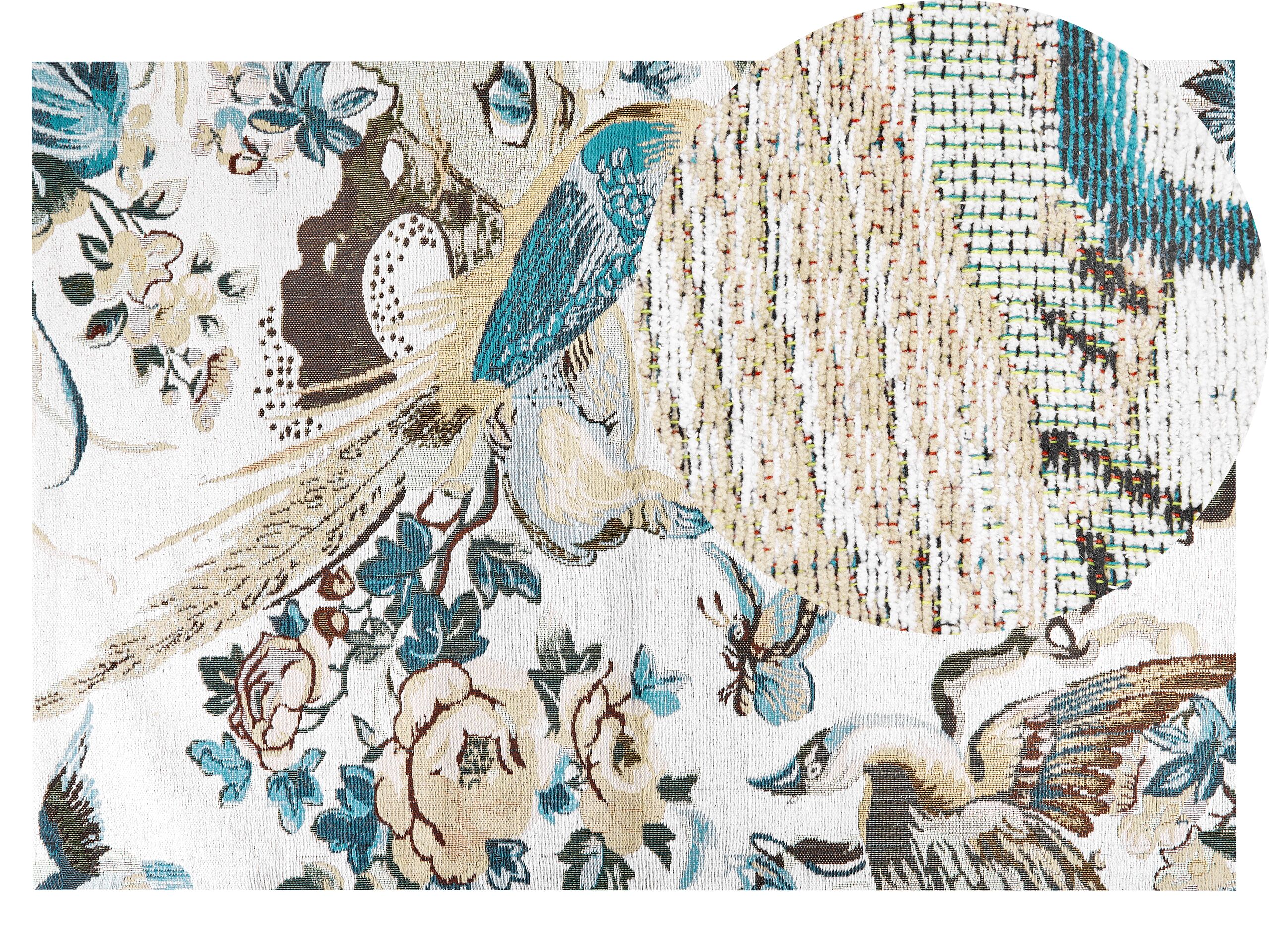 Cotton Area Rug Birds Motif 140x200cm Multicolour - Gemini Interiors