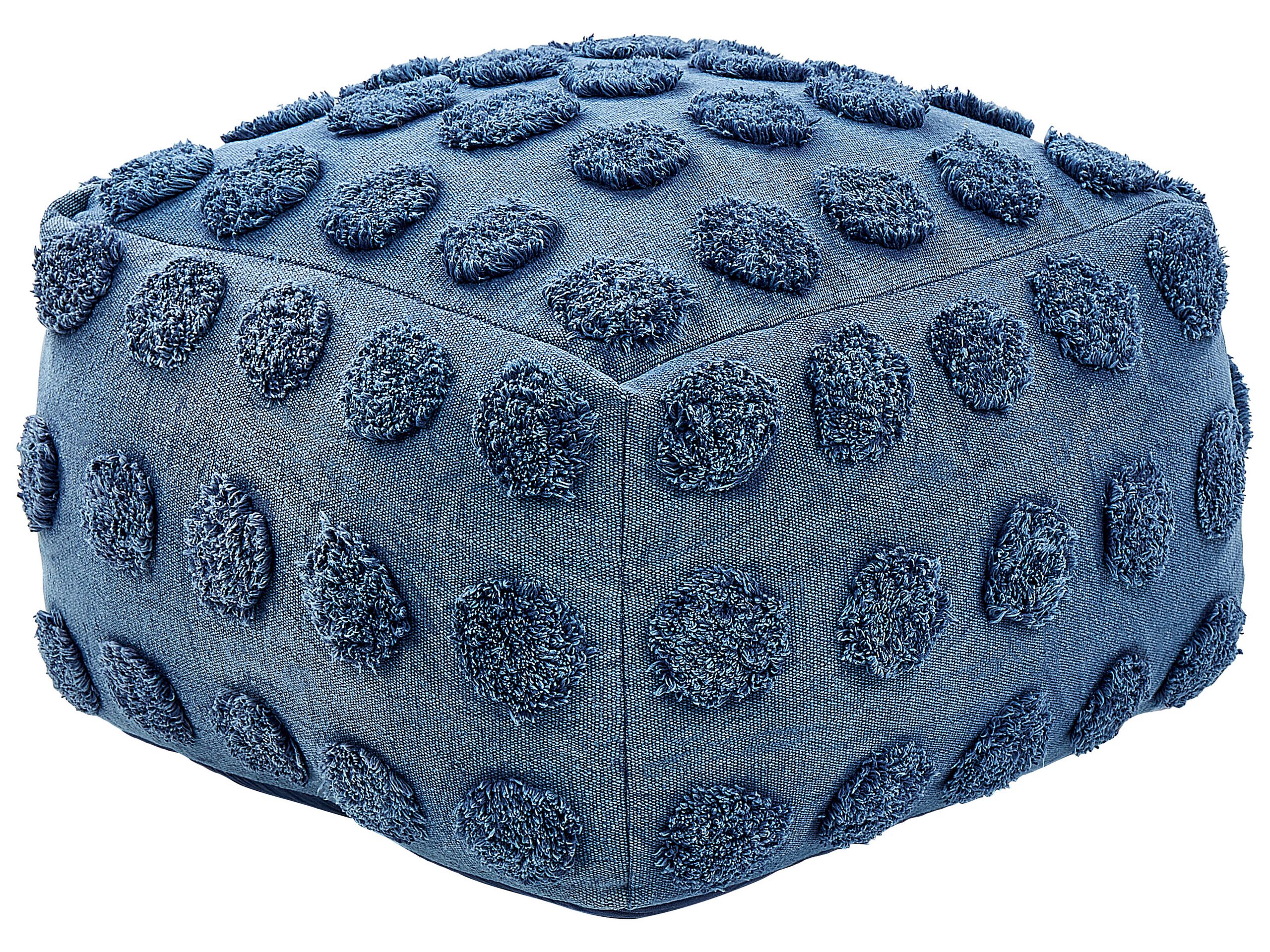 Cotton Pouffe 50 x 50 x 35 cm Blue VISHVI - Gemini Interiors