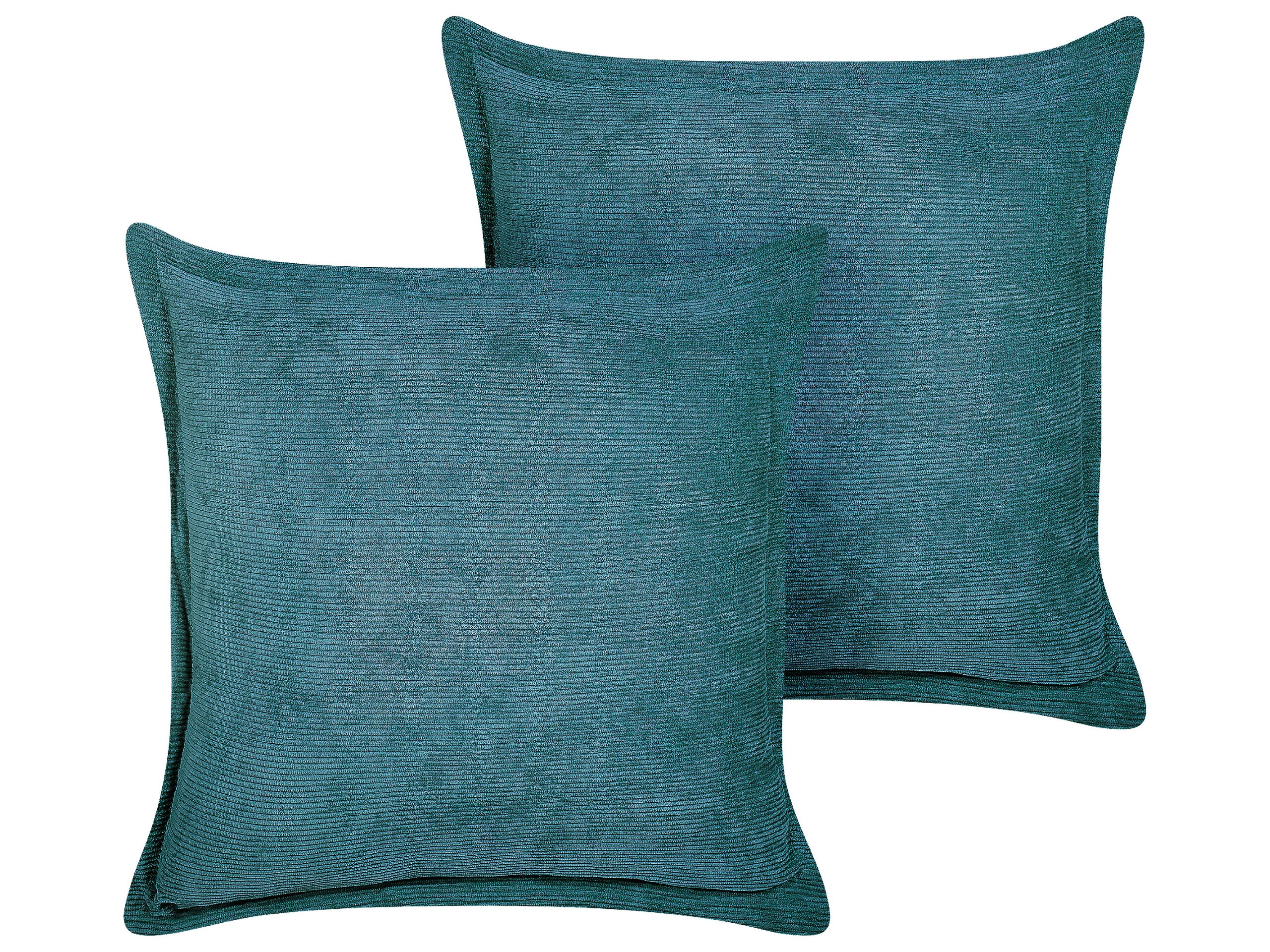 Set of 2 Corduroy Cushions 43x43cm Teal - Gemini Interiors