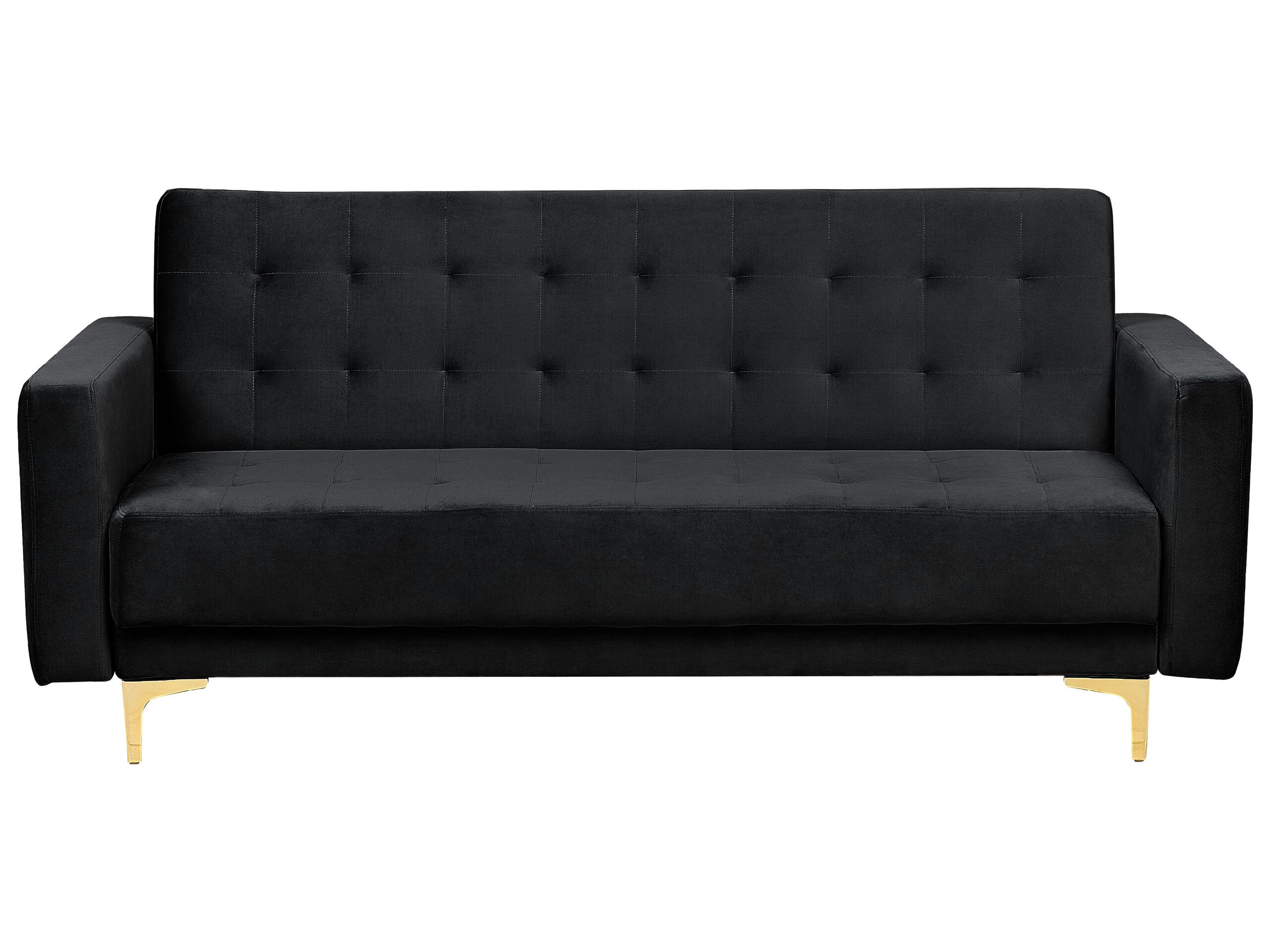 3 Seater Velvet Sofa Bed Black ABERDEEN - Gemini Interiors