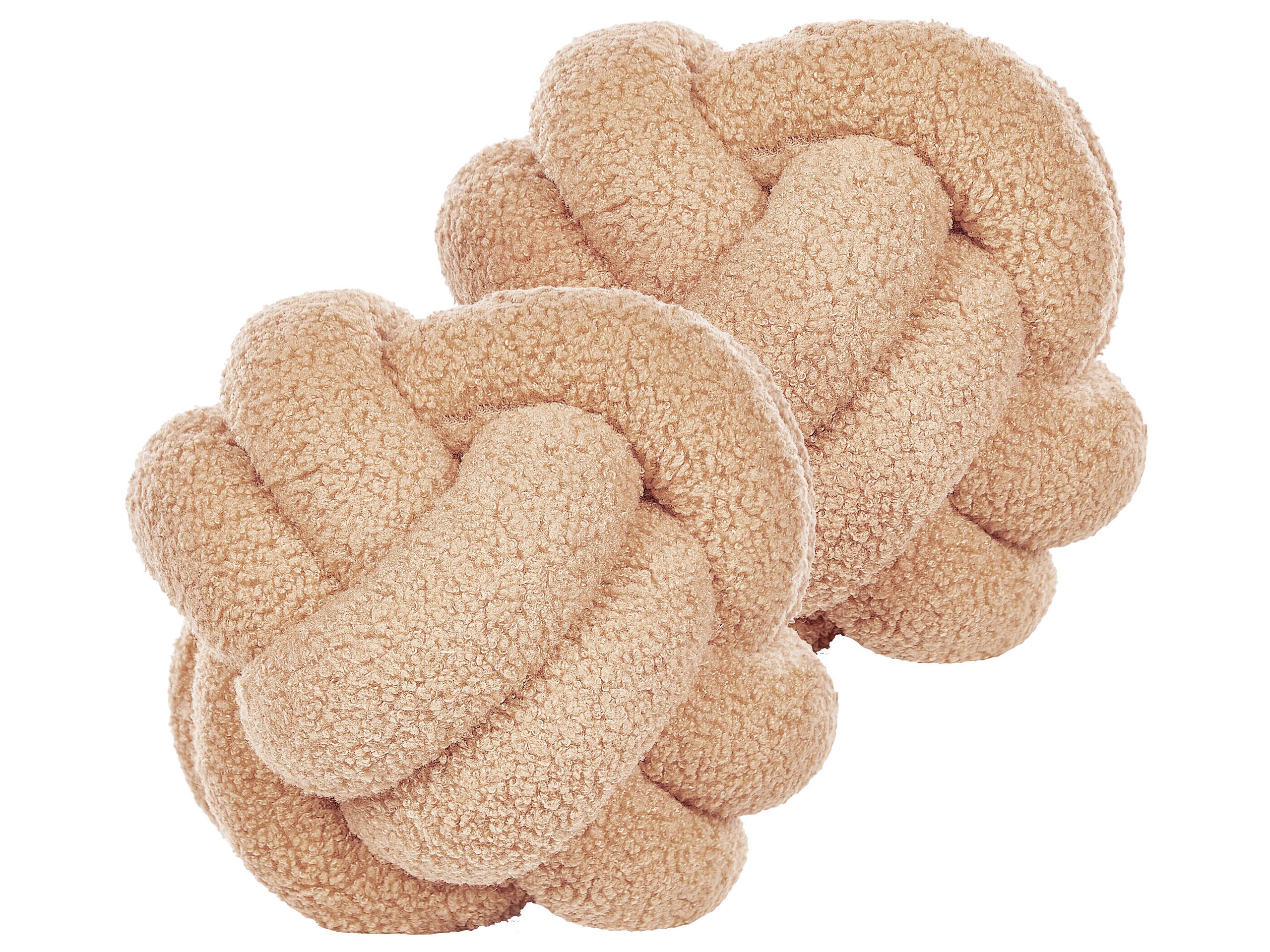 Set of 2 Boucle Knot Cushions 19x19cm Beige - Gemini Interiors