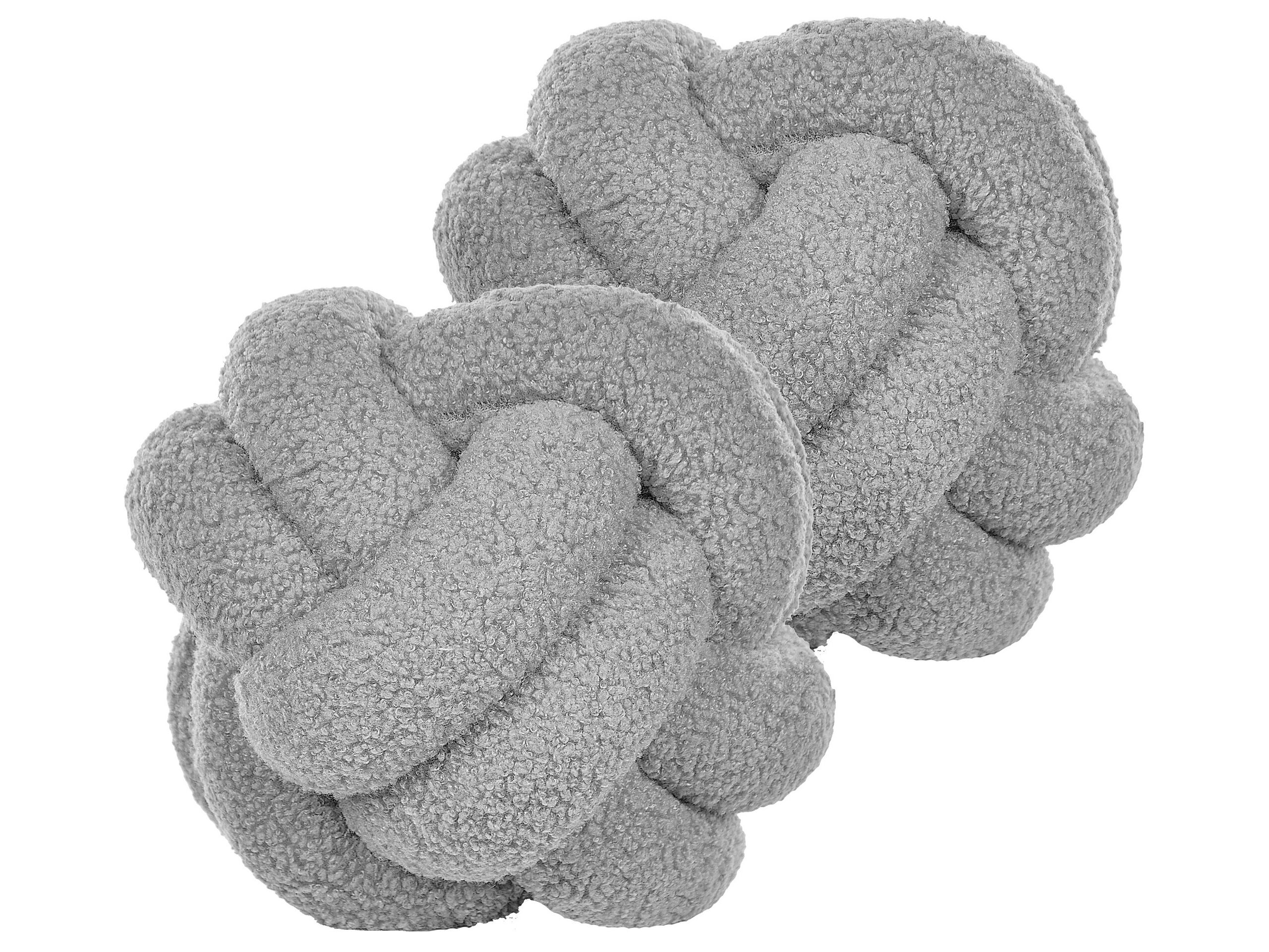 Set of 2 Boucle Knot Cushions 19x19cm Grey - Gemini Interiors