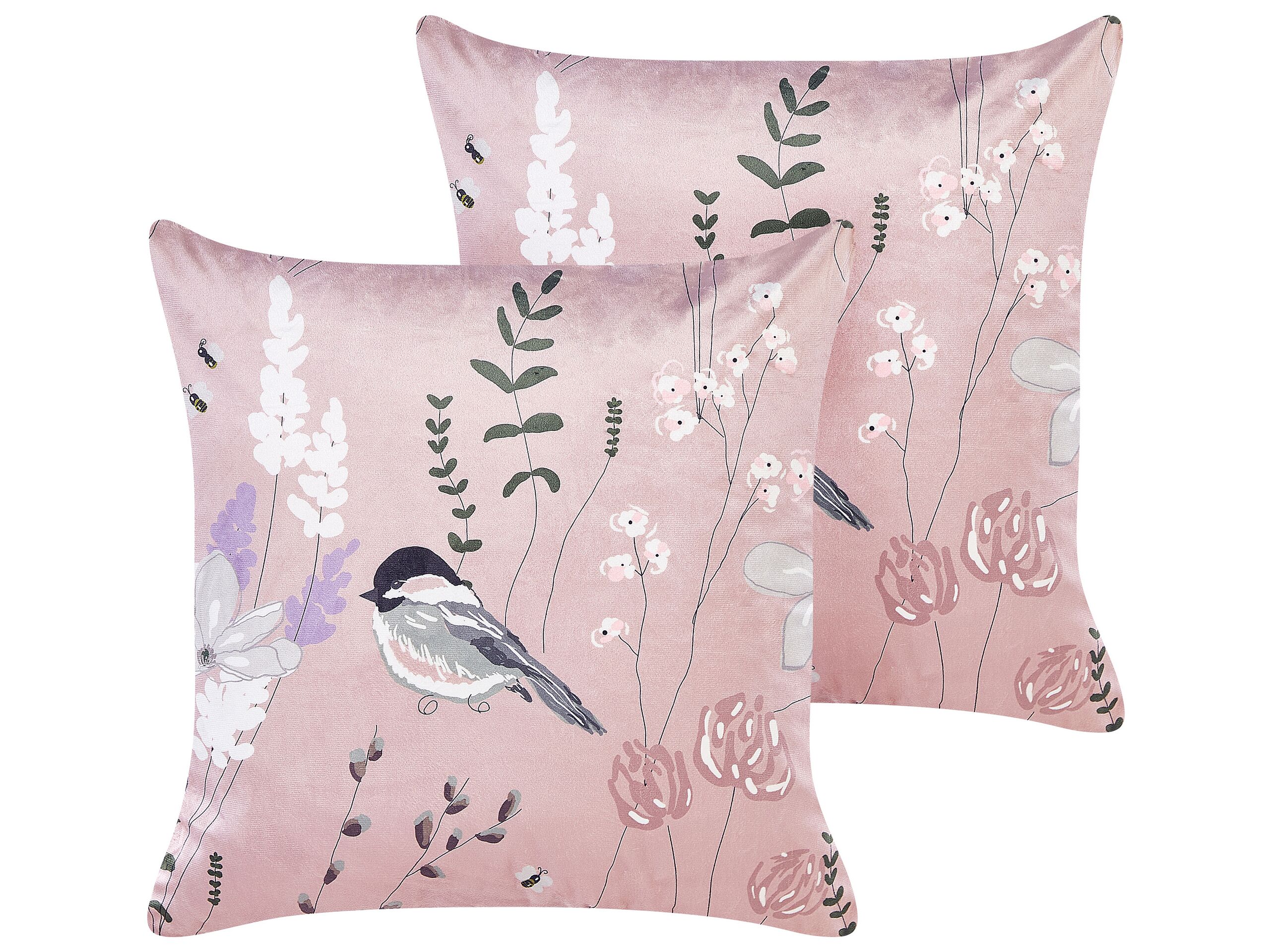 Set of 2 Velvet Cushions 45x45cm Pink - Gemini Interiors