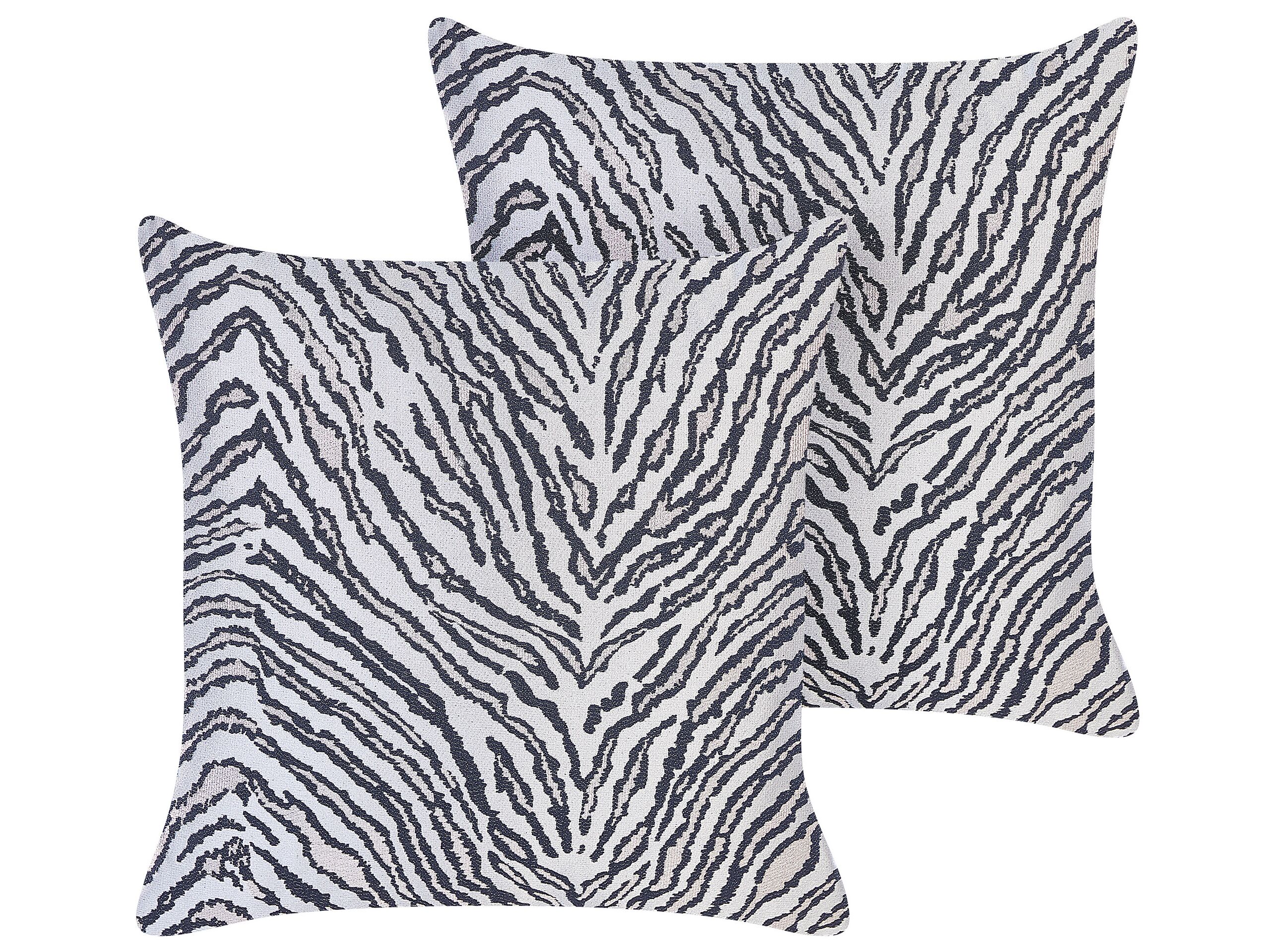 Set of 2 Decorative Cushions in Zebra Stripes 45x45cm Black and White - Gemini Interiors