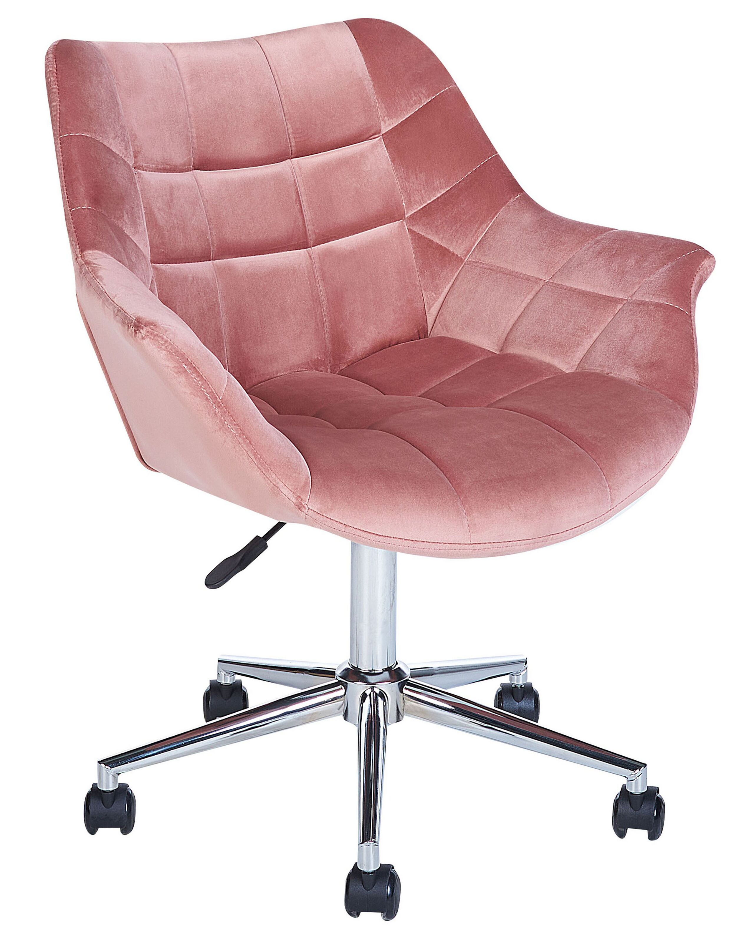 Velvet Desk Chair Pink LABELLE - Gemini Interiors