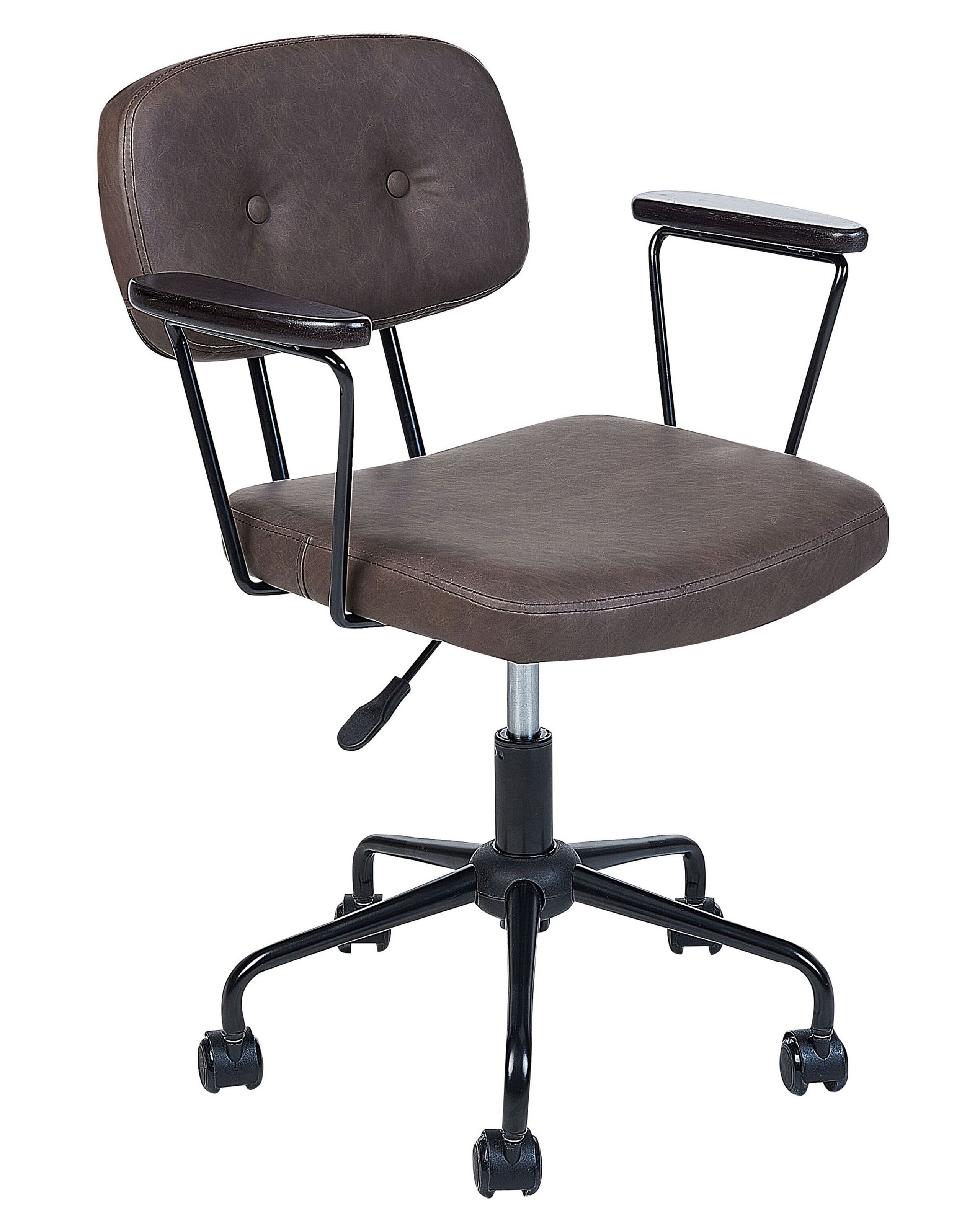 Faux Leather Desk Chair Dark Brown ALGERITA - Gemini Interiors