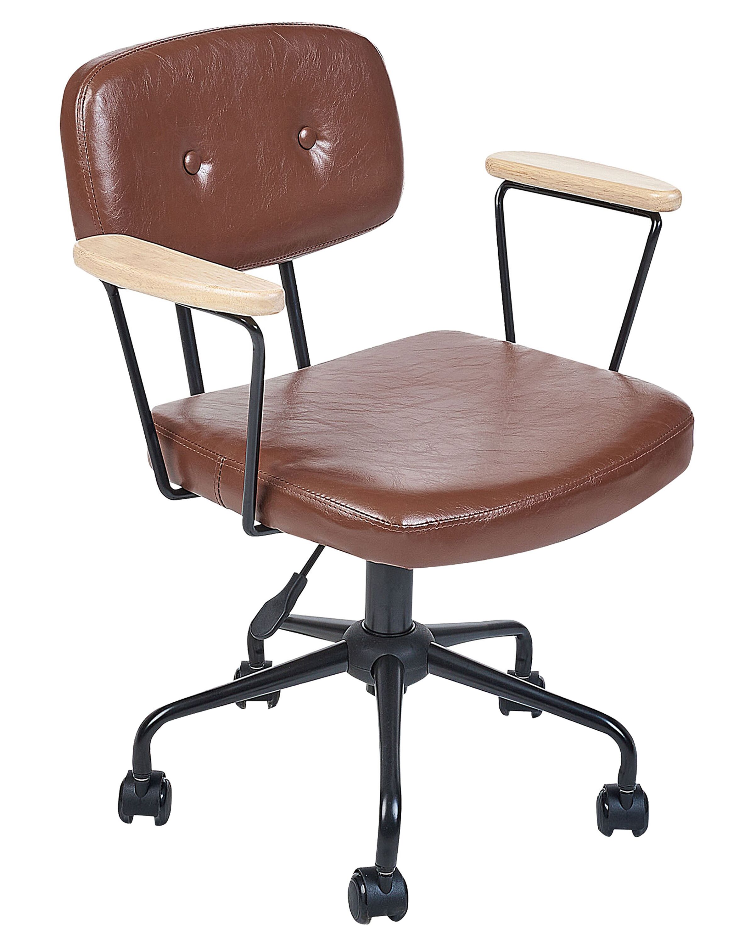 Faux Leather Desk Chair Brown ALGERITA - Gemini Interiors
