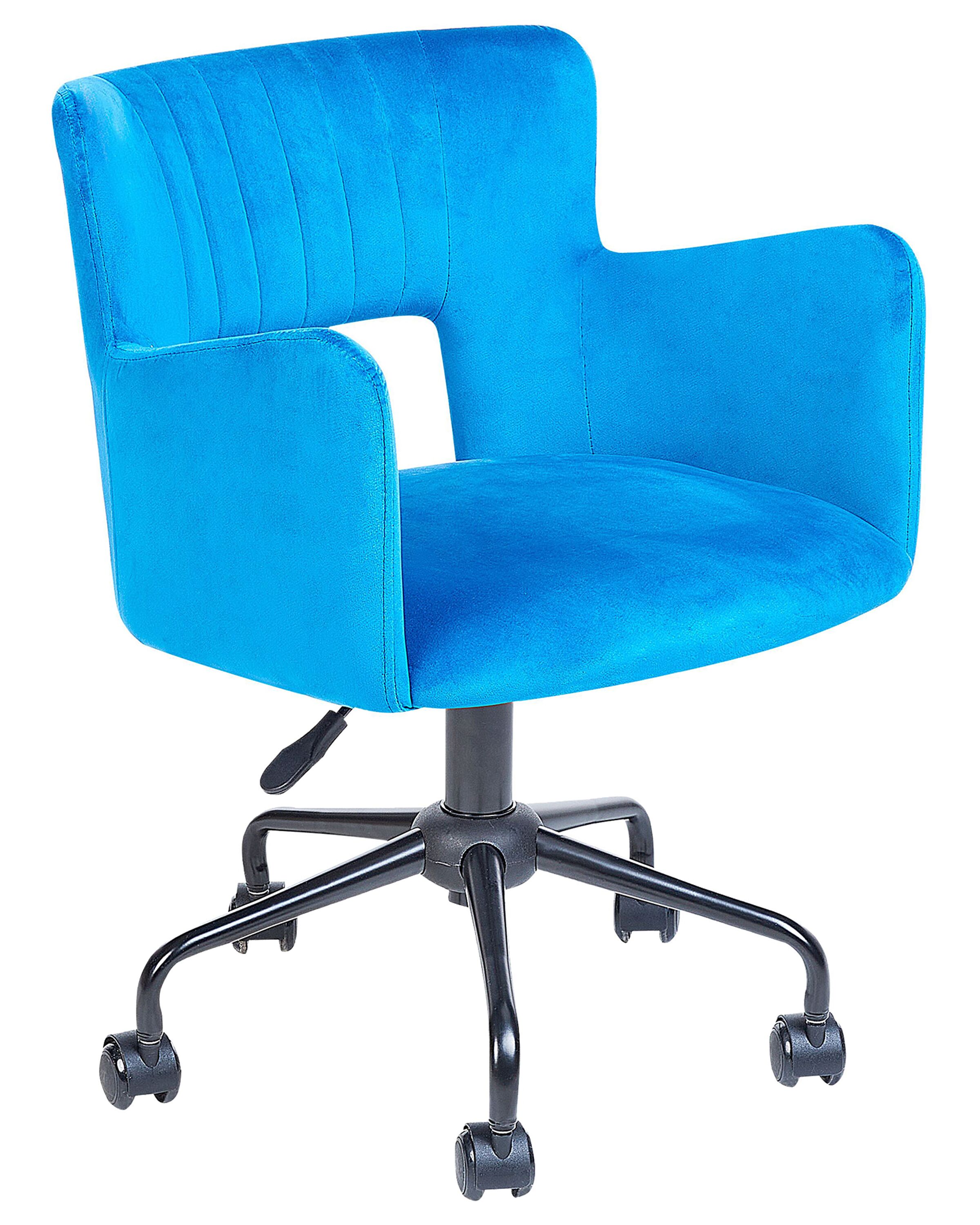 Velvet Desk Chair Blue SANILAC - Gemini Interiors