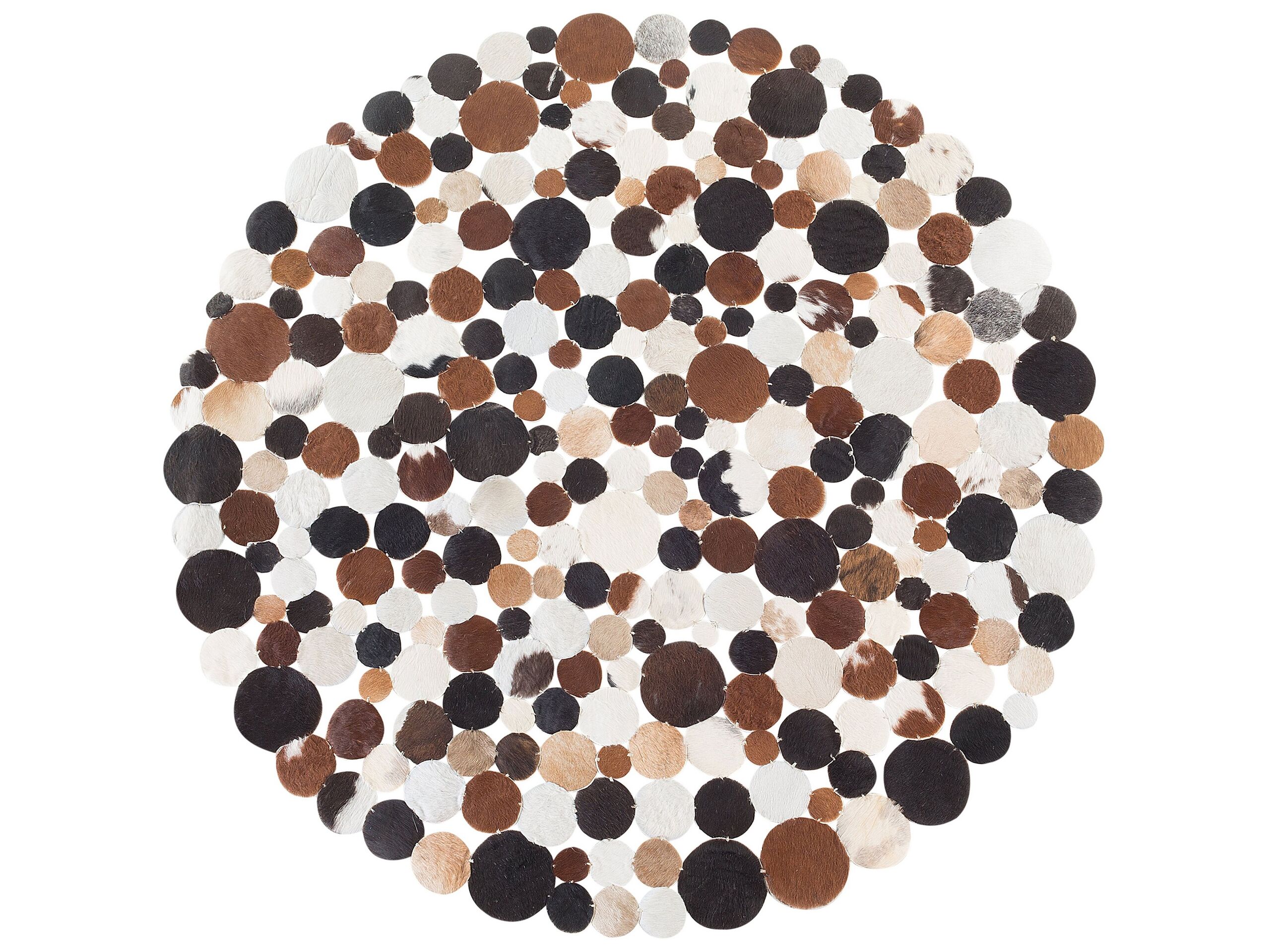 Round Cowhide Area Rug 140cm Brown Multicolour - Gemini Interiors