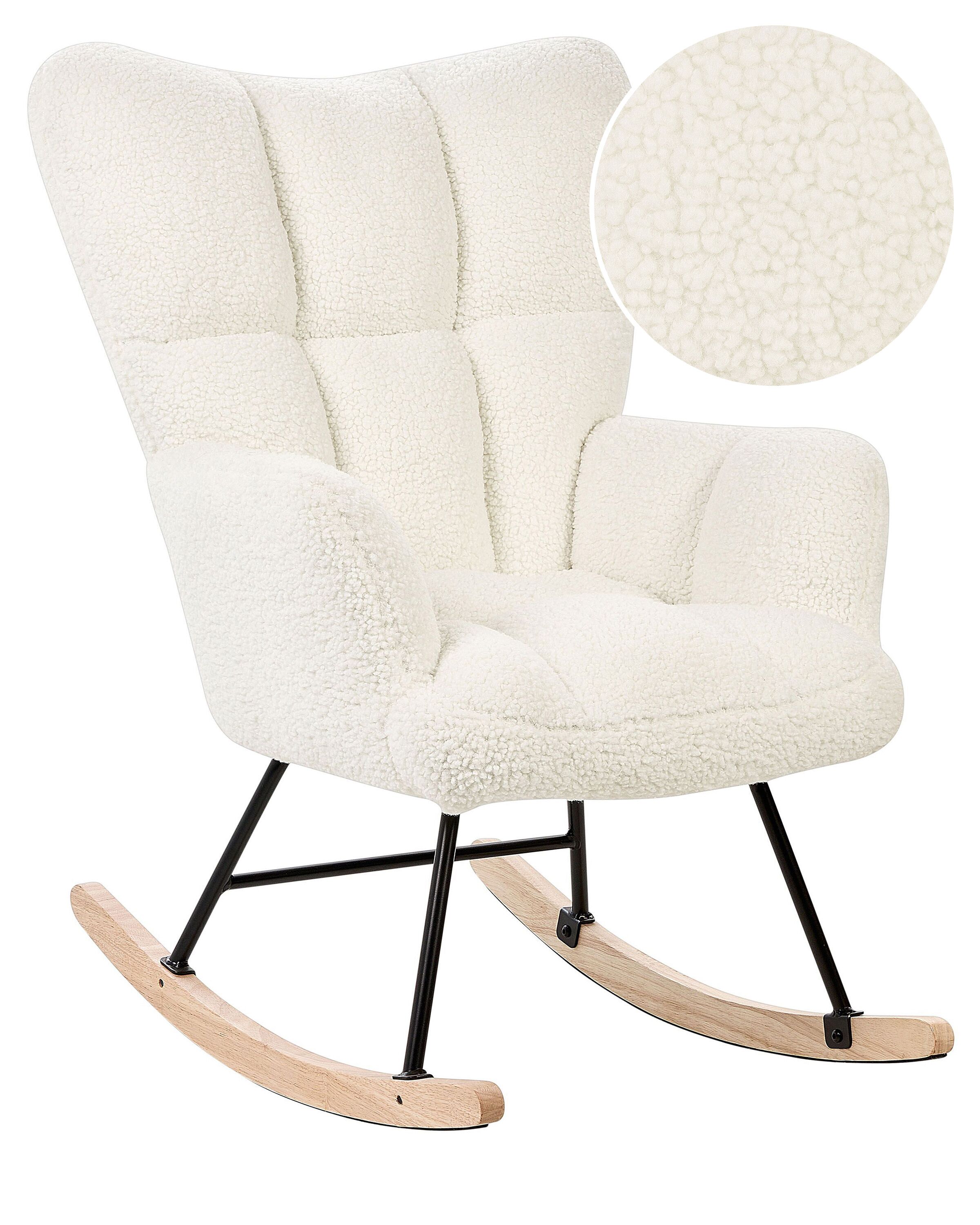 Boucle Rocking Chair White OULU - Gemini Interiors