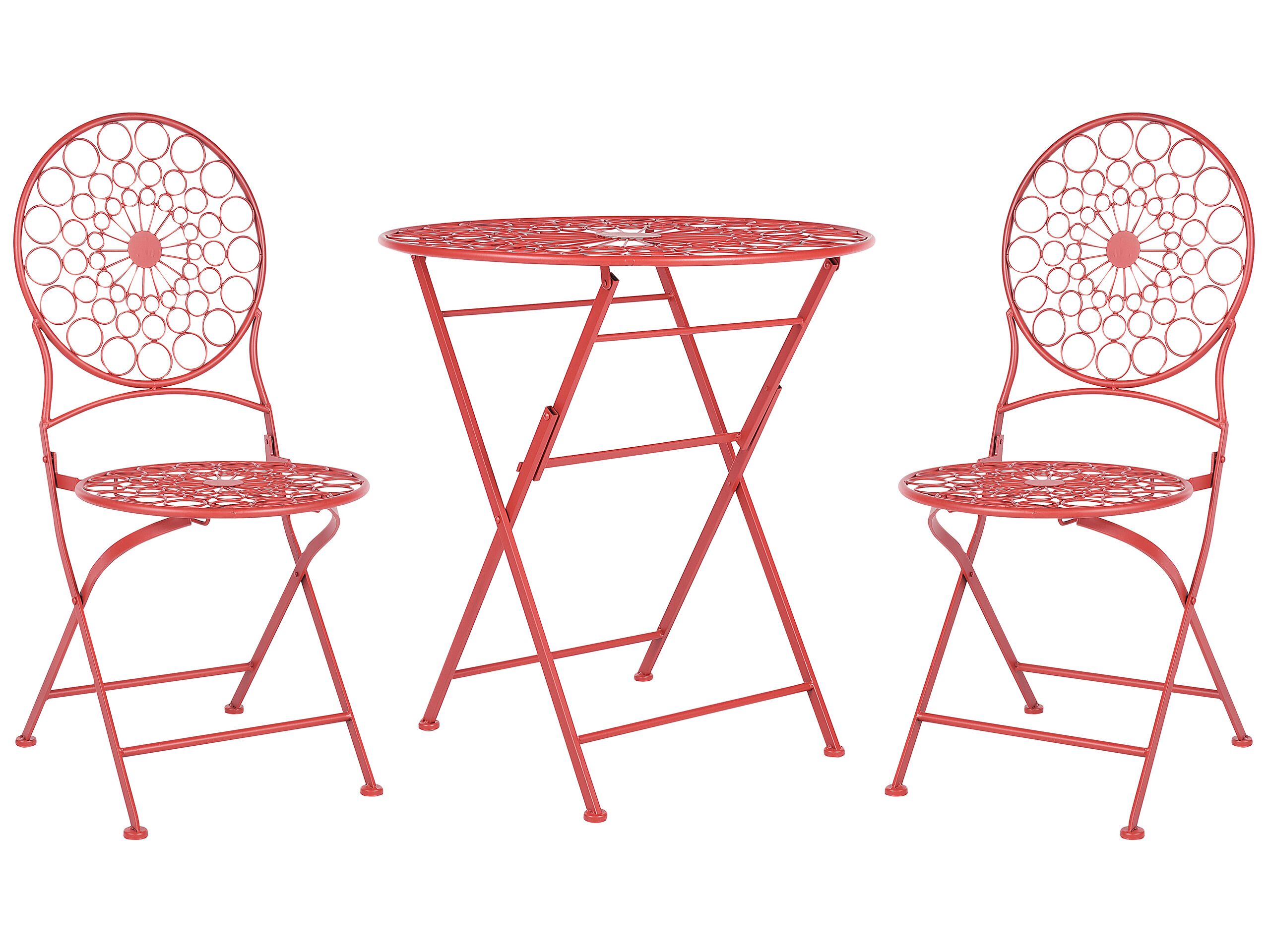 Metal Garden Bistro Set Red SCARIO - Gemini Interiors