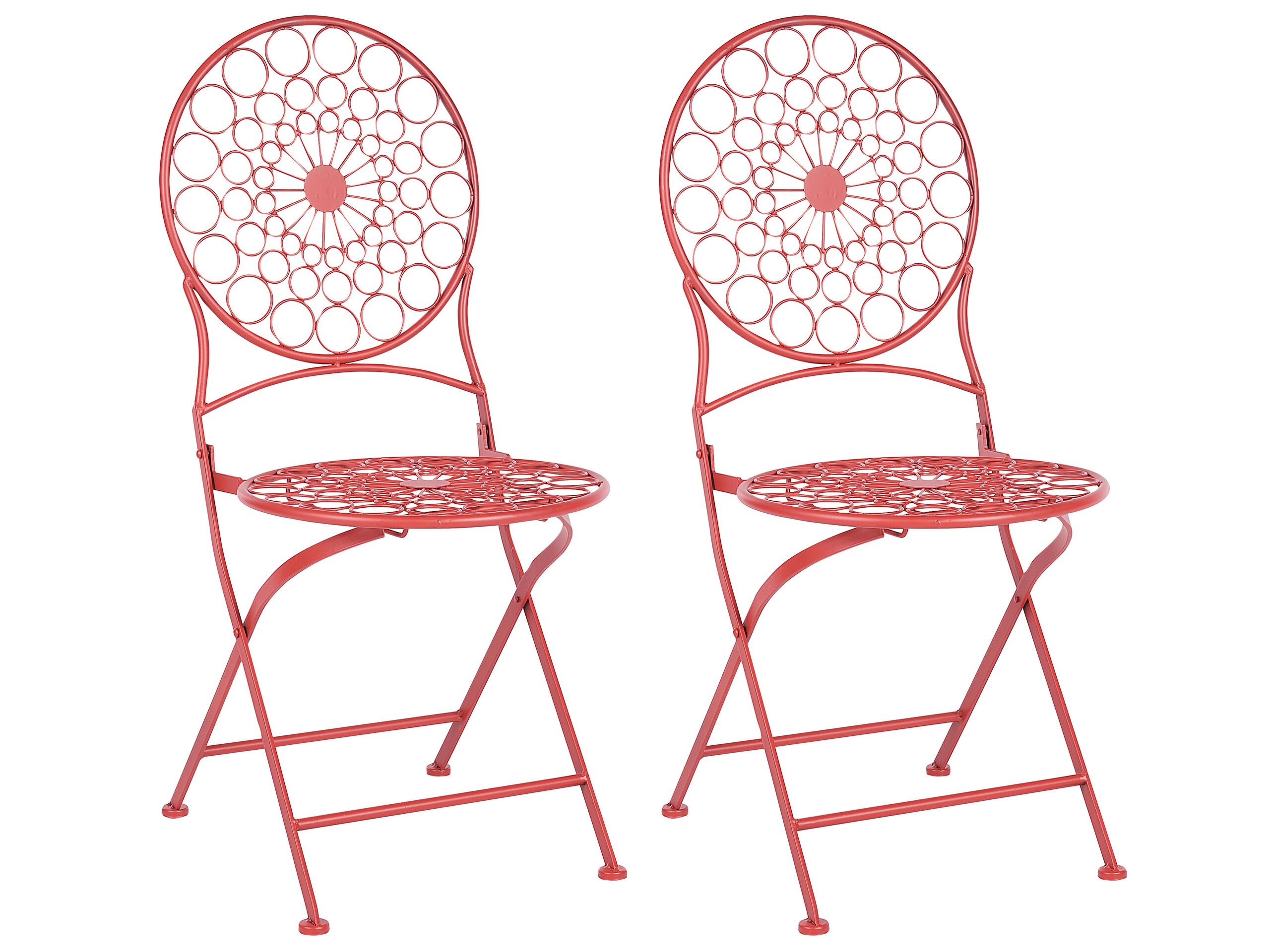 Set of 2 Metal Garden Folding Chairs Red SCARIO - Gemini Interiors