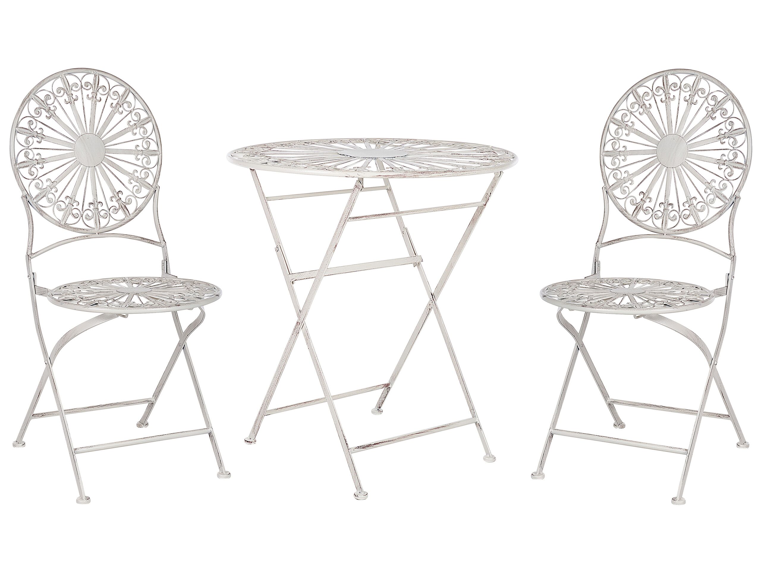 Metal Garden Bistro Set Off-White SCAFA - Gemini Interiors