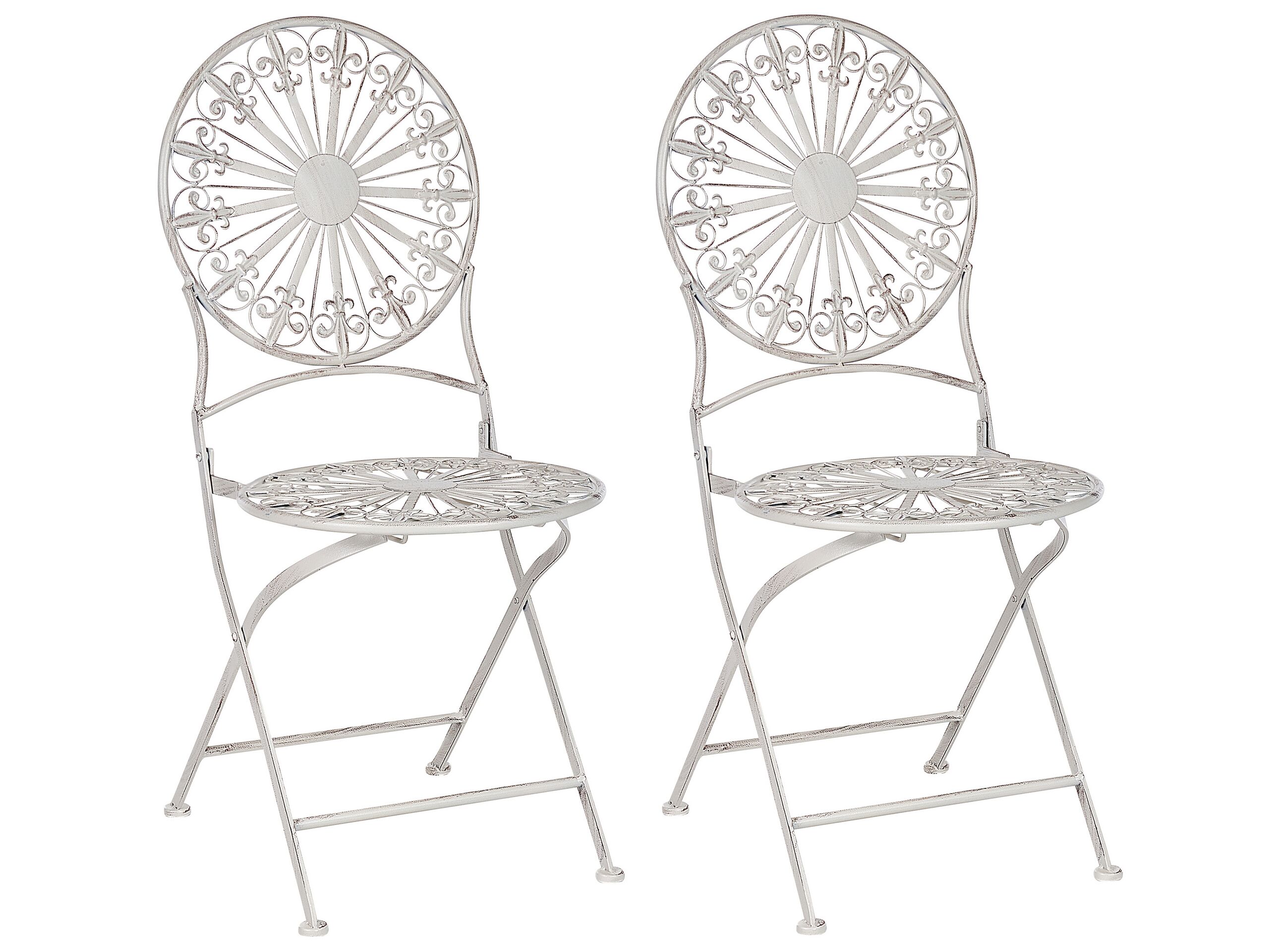 Set of 2 Metal Garden Folding Chairs Off-White SCAFA - Gemini Interiors