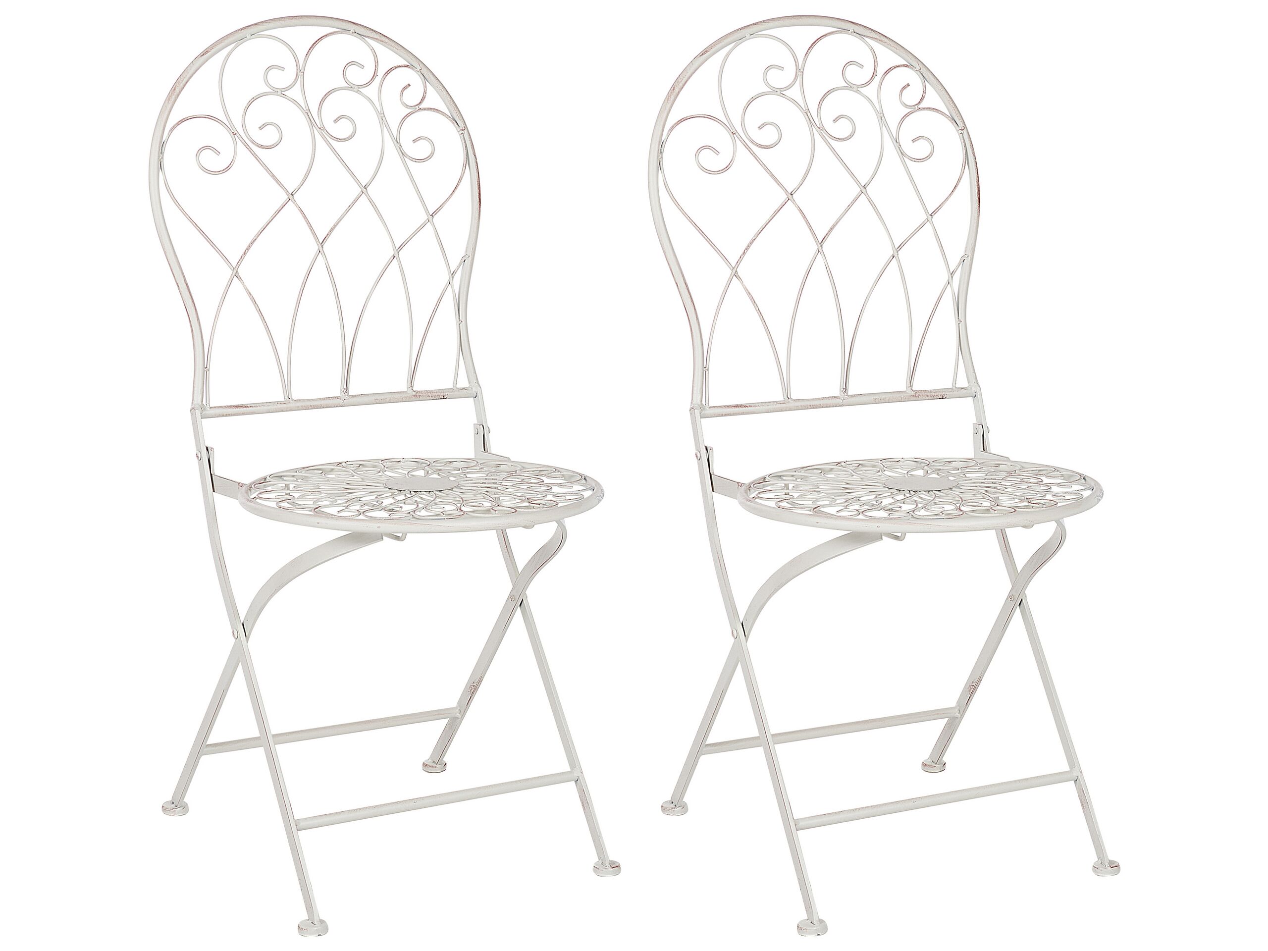 Set of 2 Metal Garden Chairs Off-White STIFFE - Gemini Interiors