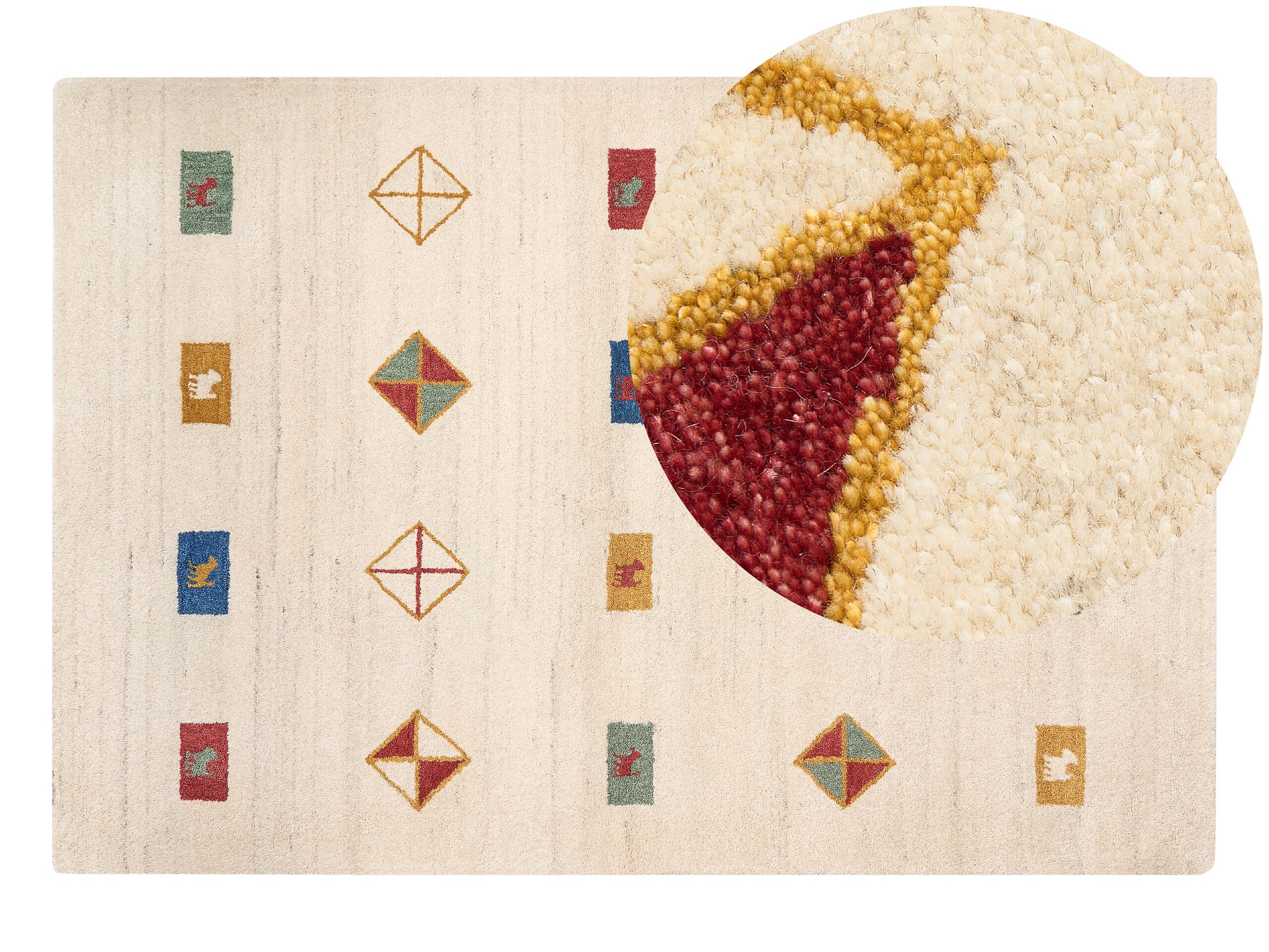 Wool Gabbeh Area Rug 160x230cm Beige - Gemini Interiors