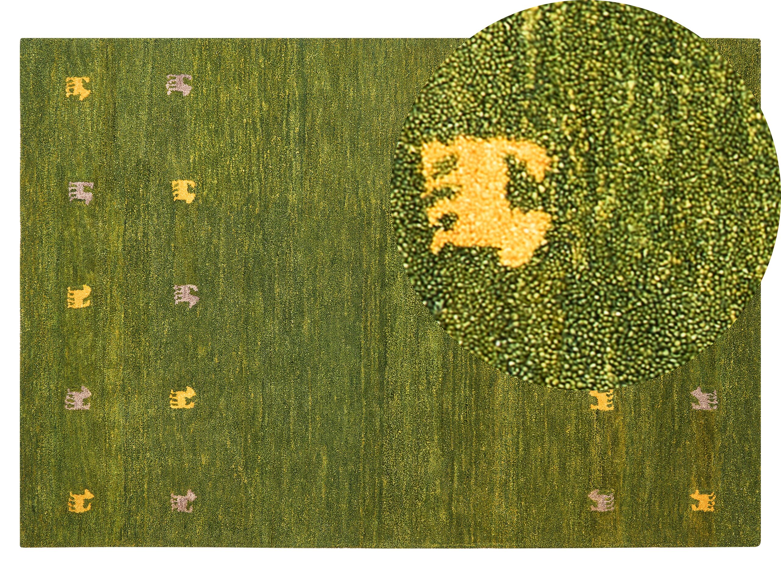 Wool Gabbeh Area Rug 140x200cm Green - Gemini Interiors