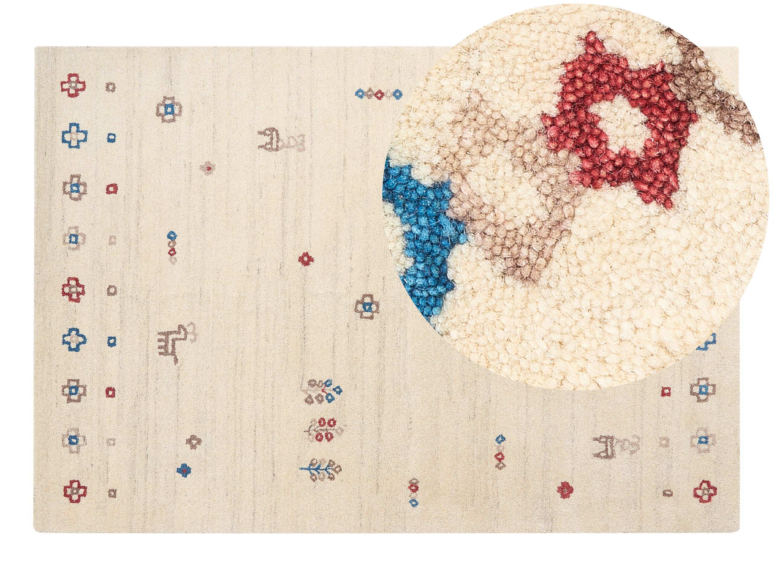 Wool Gabbeh Area Rug 160x230cm Beige - Gemini Interiors