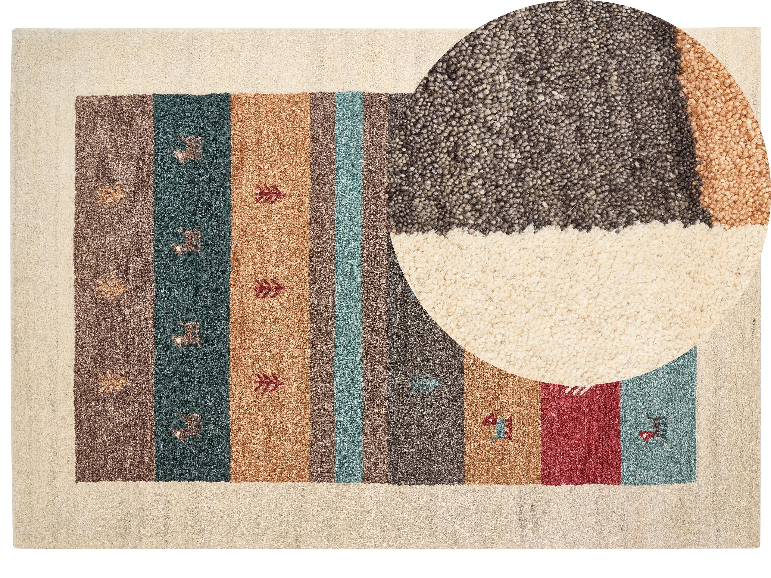 Wool Gabbeh Area Rug 160x230cm Multicolour - Gemini Interiors
