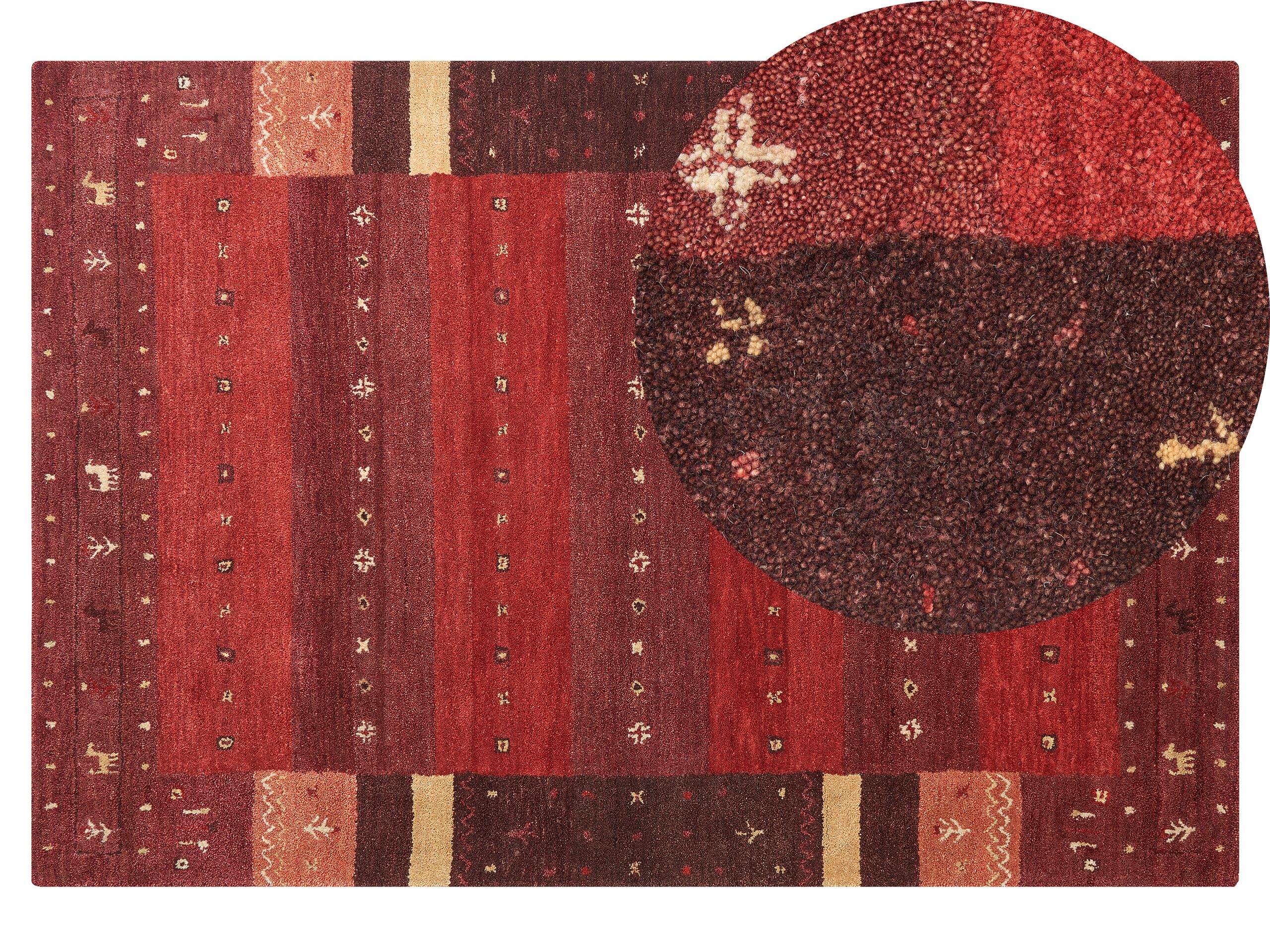Wool Gabbeh Area Rug 140x200cm Red - Gemini Interiors