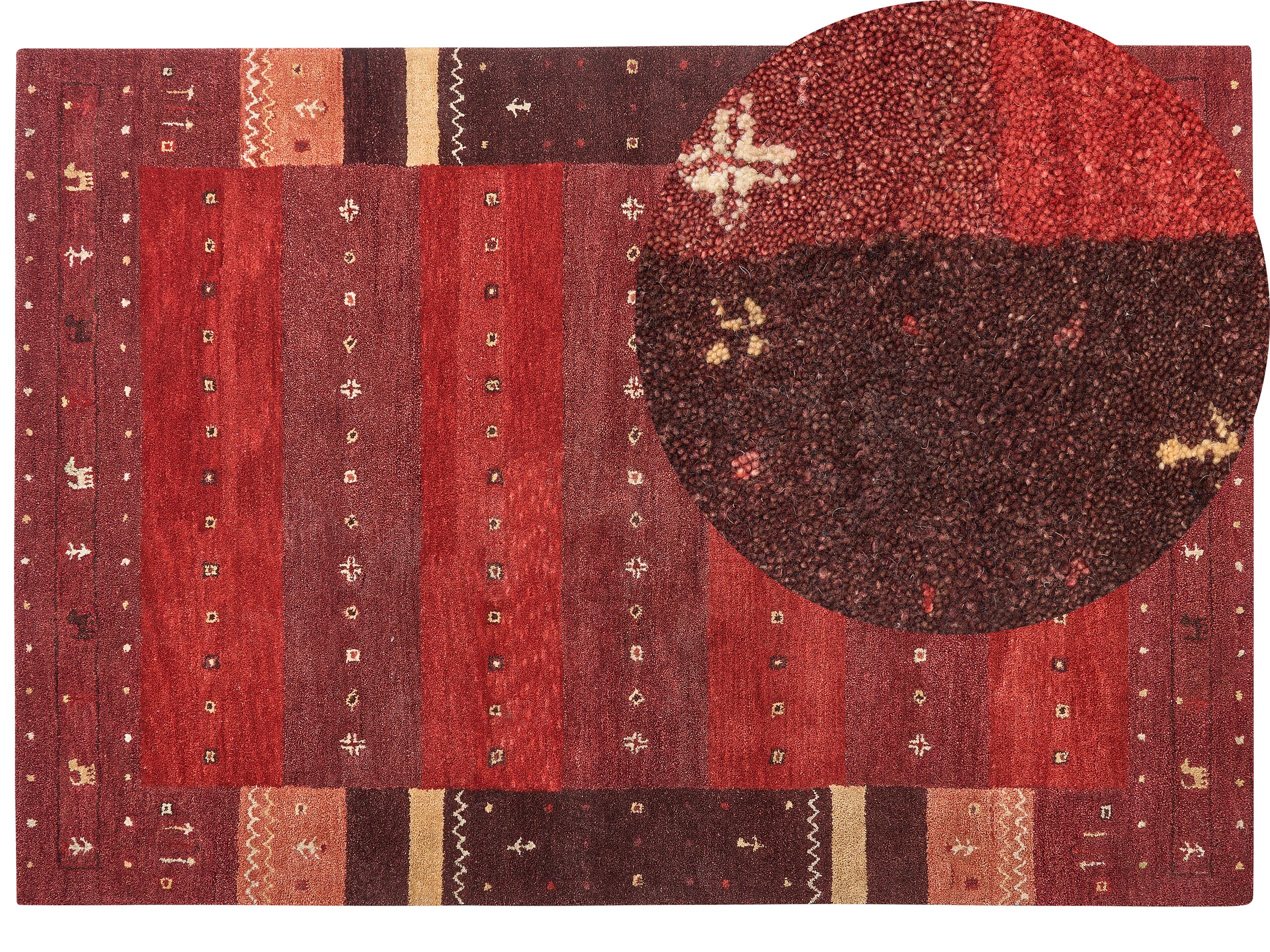 Wool Gabbeh Area Rug 160x230cm Red - Gemini Interiors