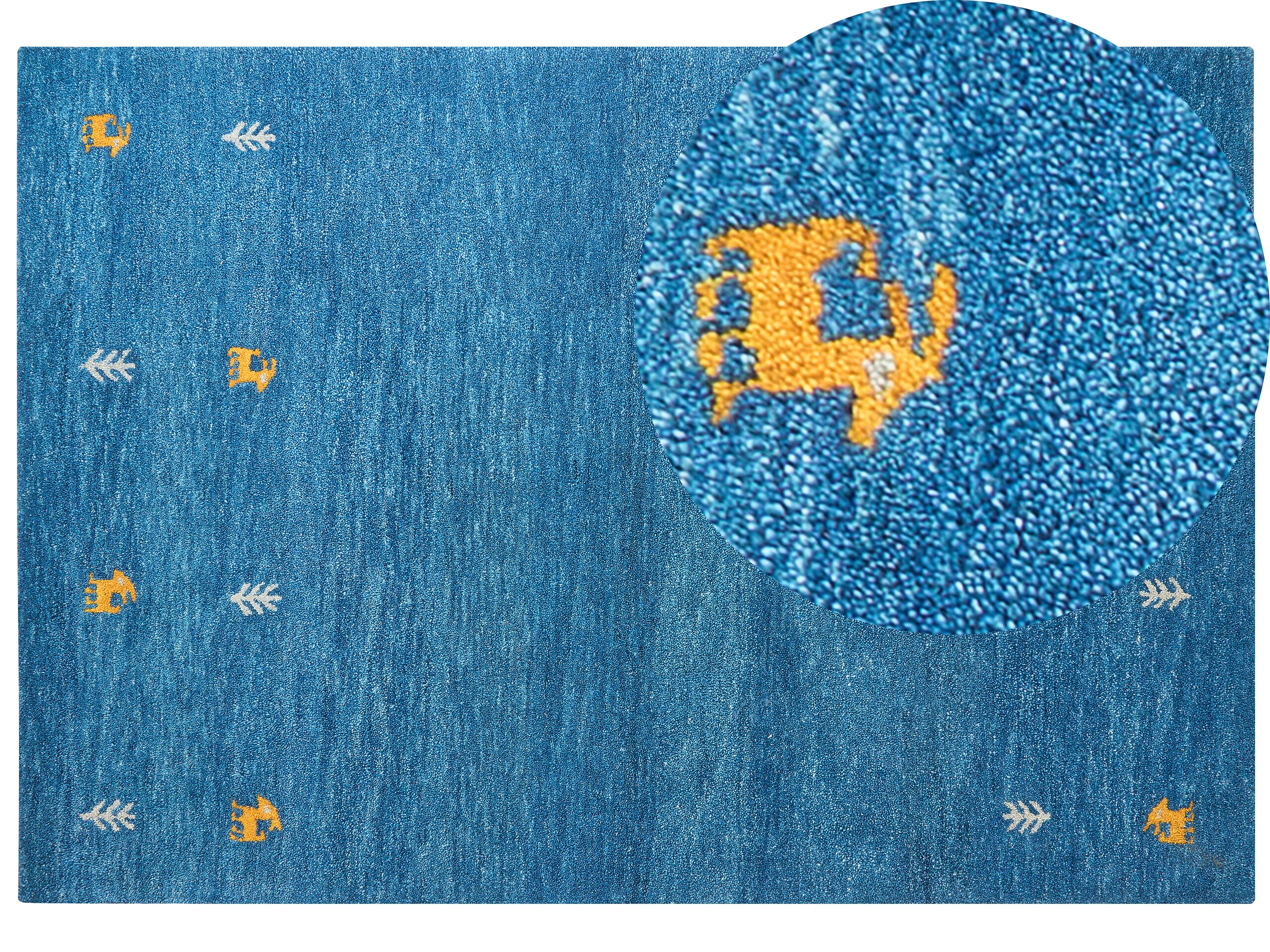 Wool Gabbeh Area Rug 160x230cm Blue - Gemini Interiors