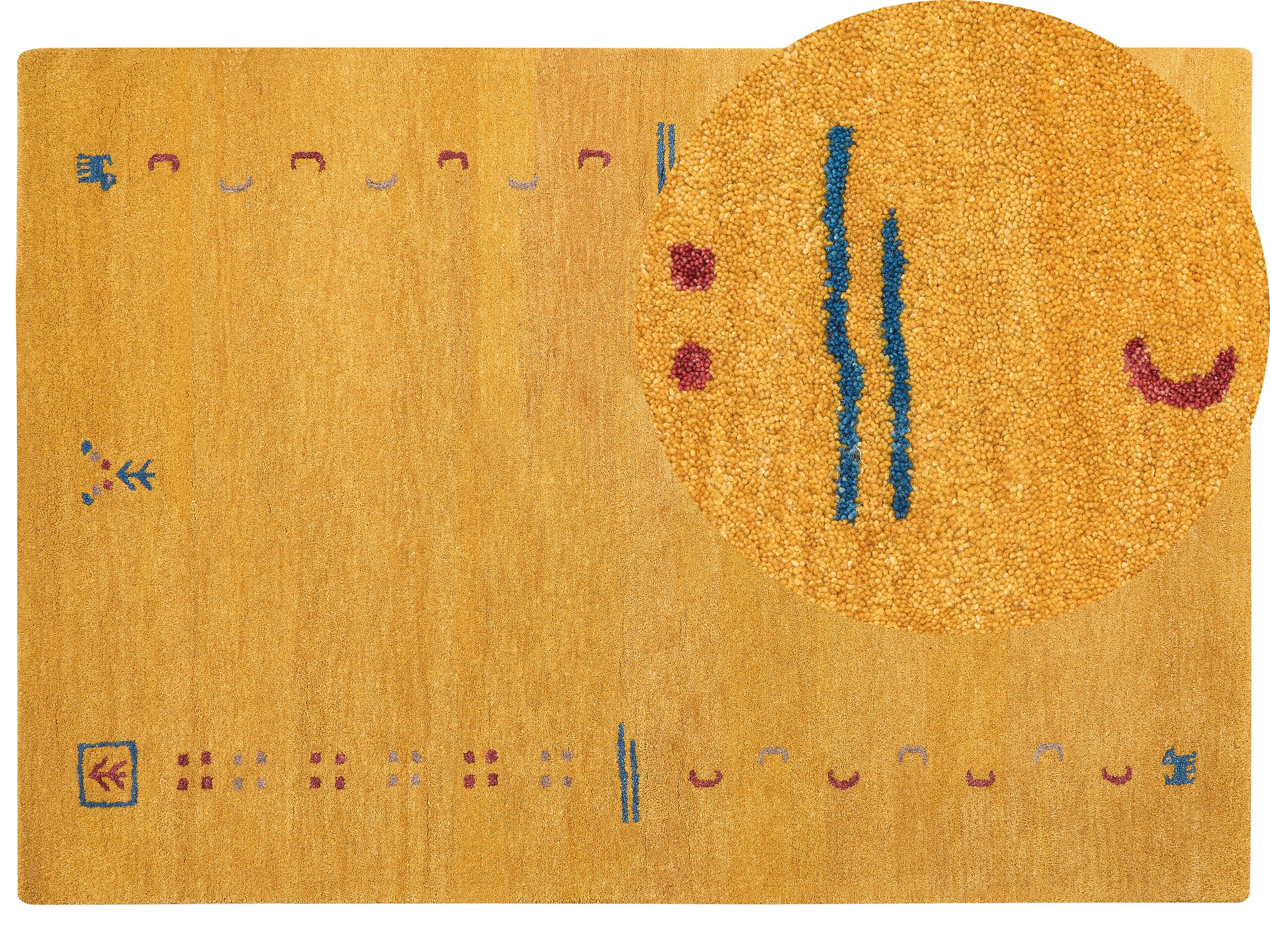 Wool Gabbeh Area Rug 160x230cm Yellow - Gemini Interiors
