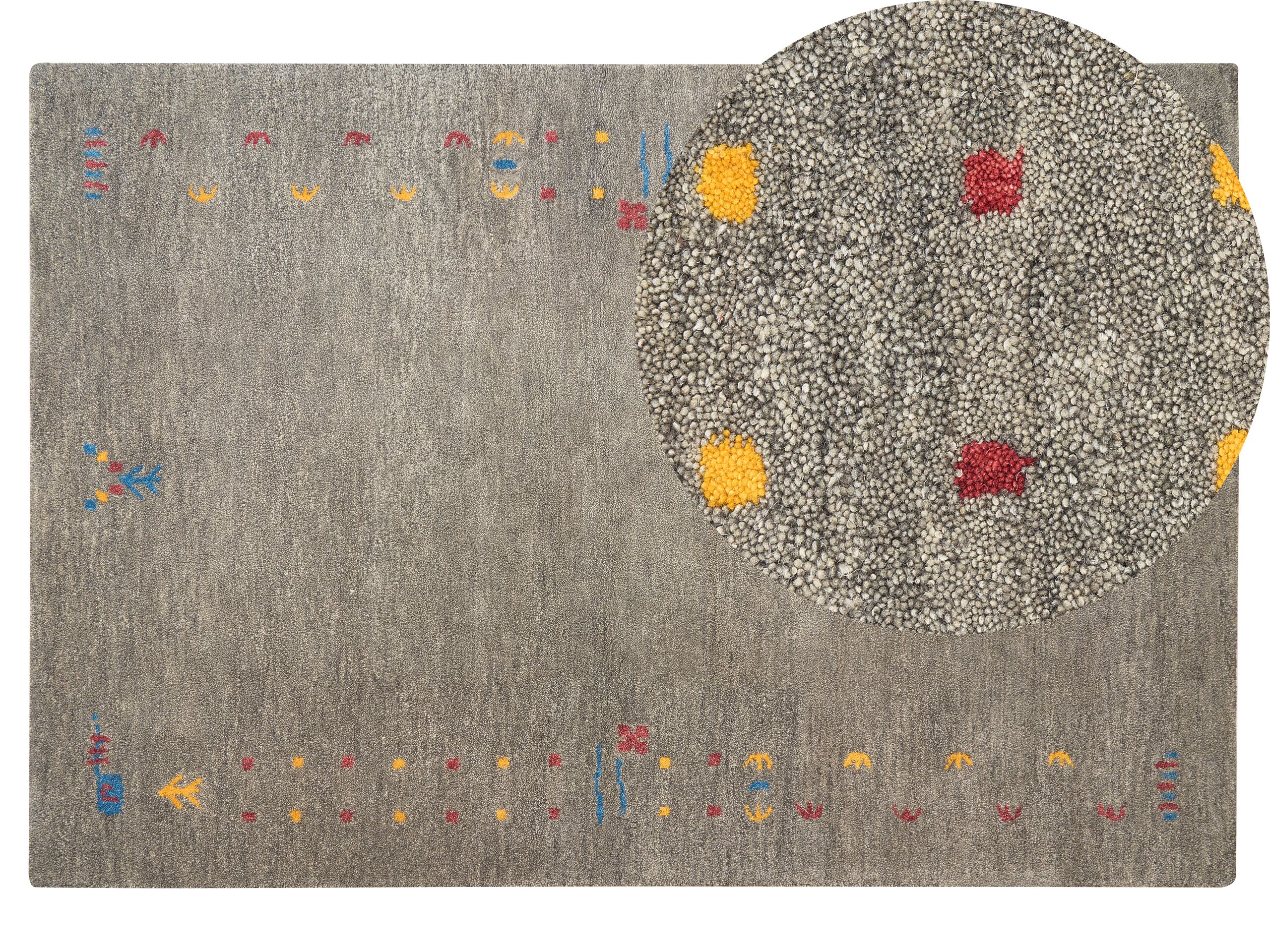 Wool Gabbeh Area Rug 140x200cm Grey - Gemini Interiors