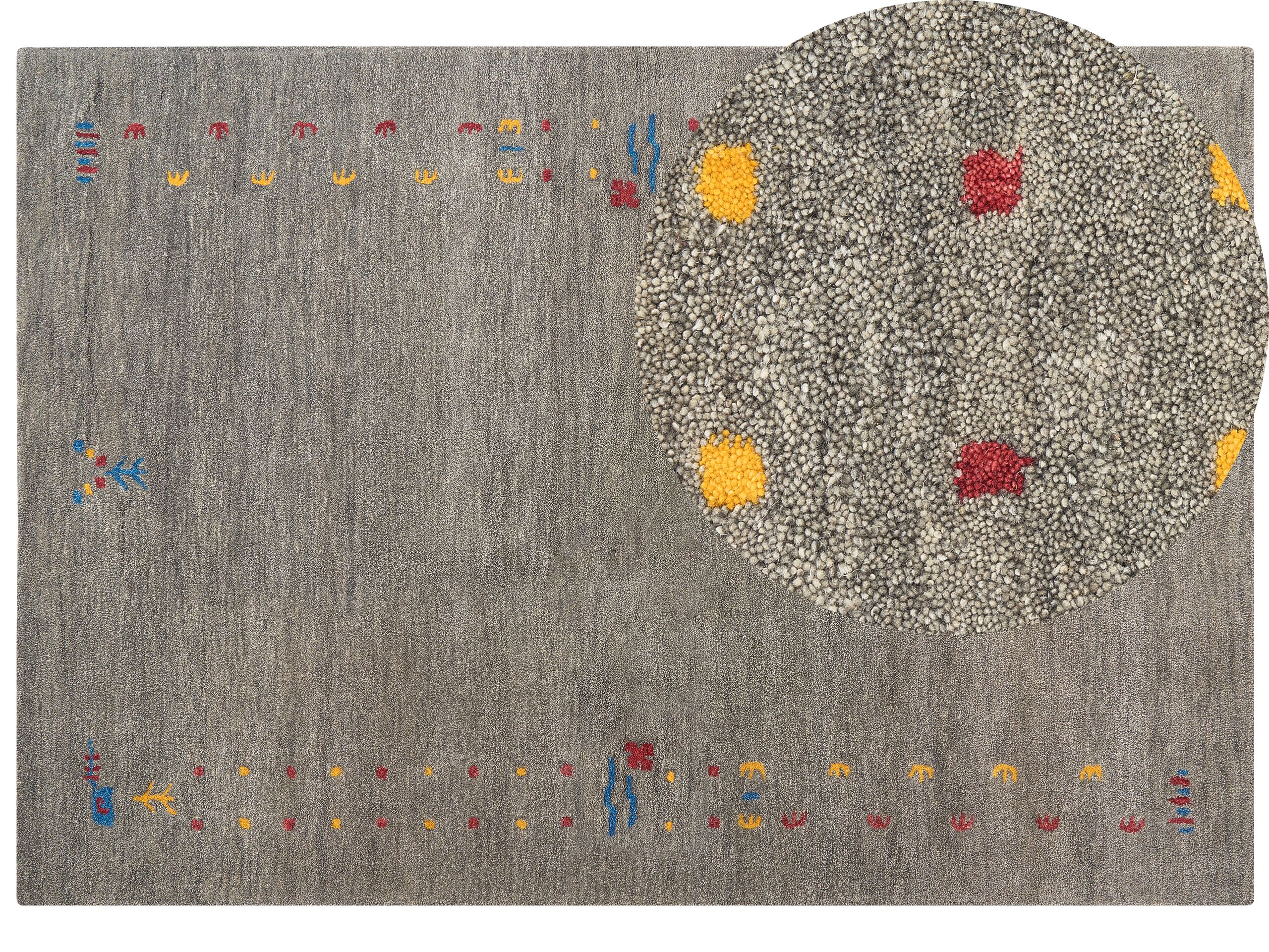 Wool Gabbeh Area Rug 160x230cm Grey - Gemini Interiors