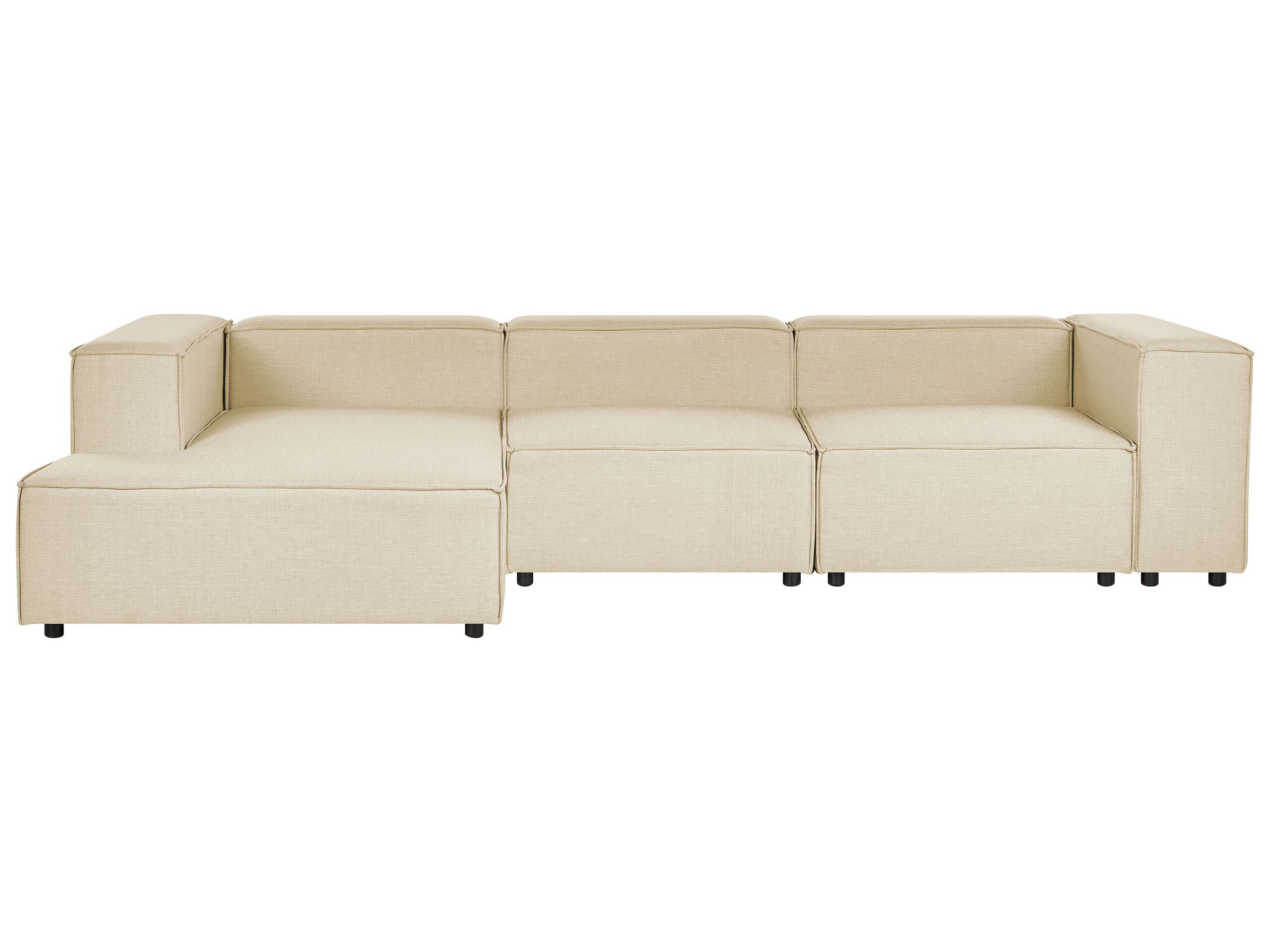 Right Hand 3 Seater Modular Linen Corner Sofa Beige APRICA - Gemini Interiors