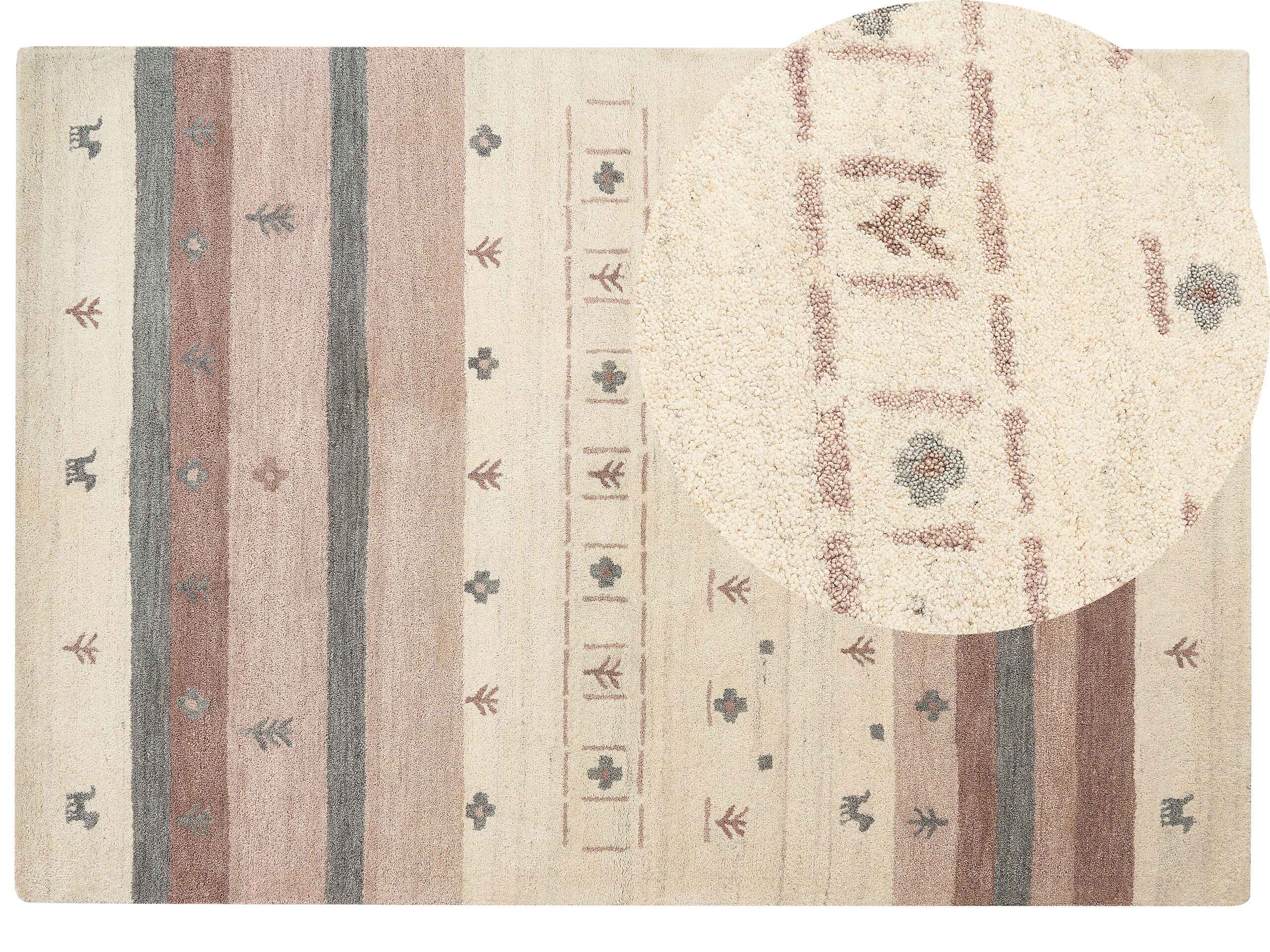 Wool Gabbeh Area Rug 160x230cm Beige and Brown - Gemini Interiors