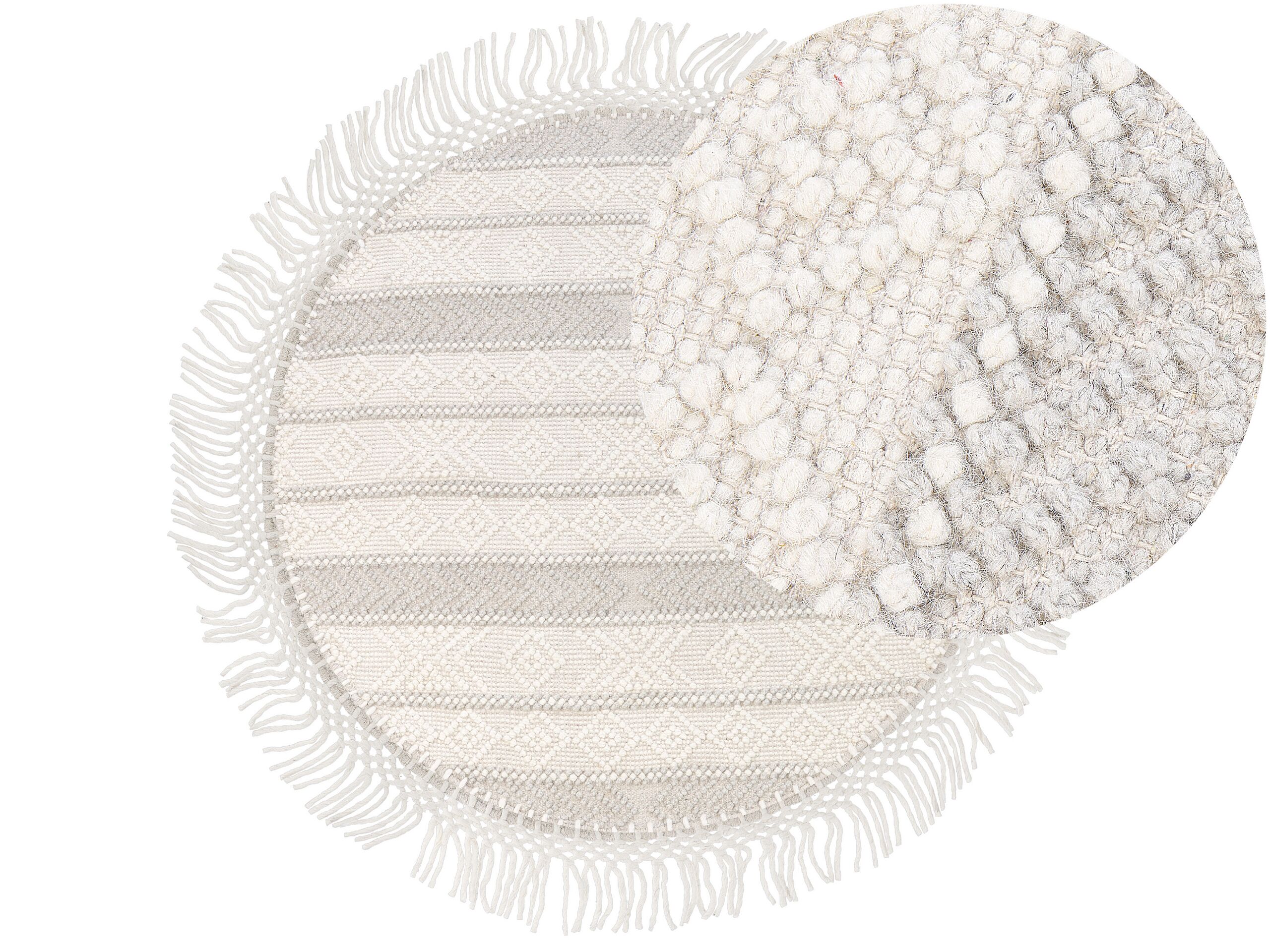 Round Wool Area Rug 140cm Beige - Gemini Interiors