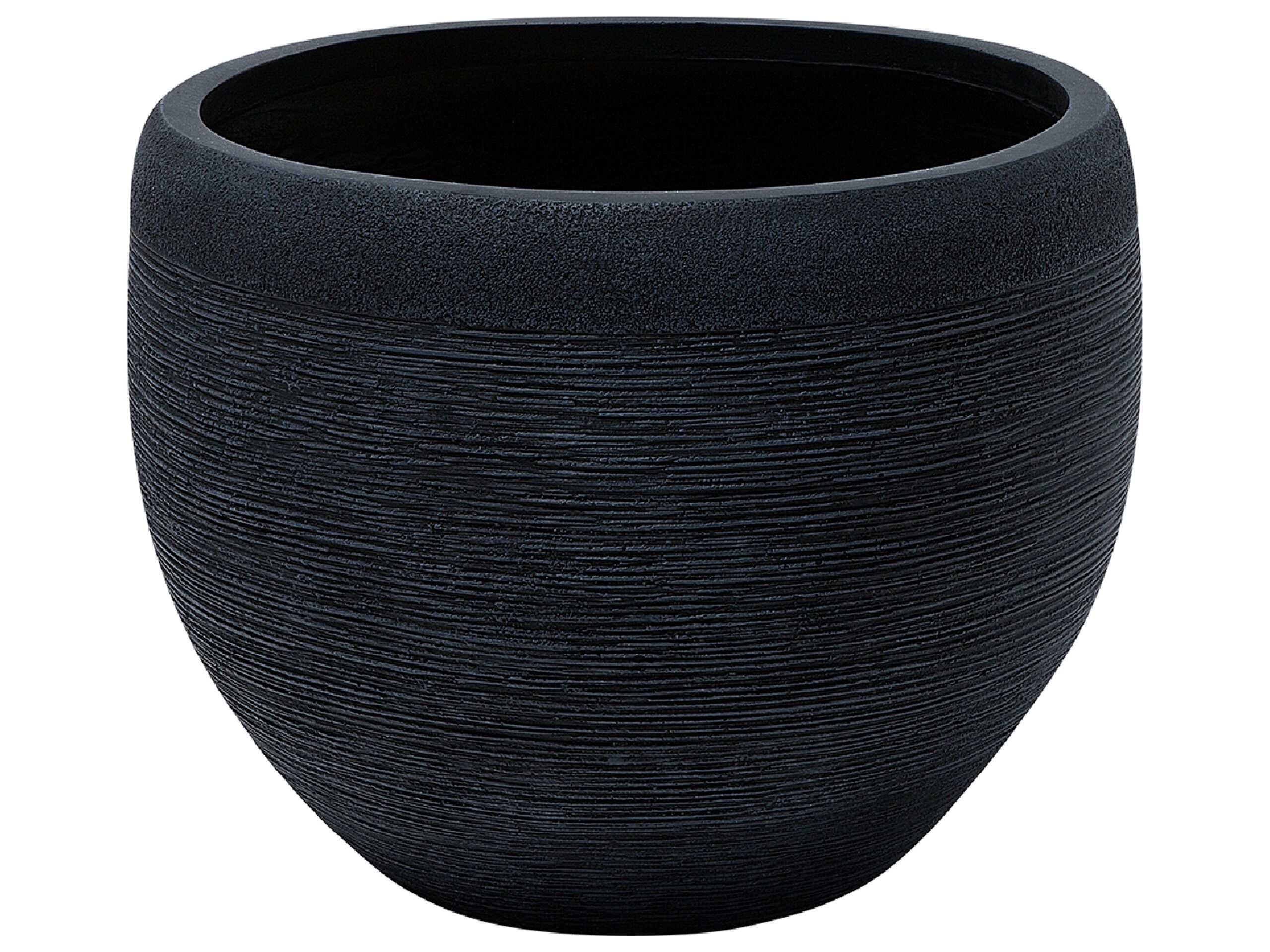 Stone Plant Pot 50x50x39 cm Black ZAKROS - Gemini Interiors