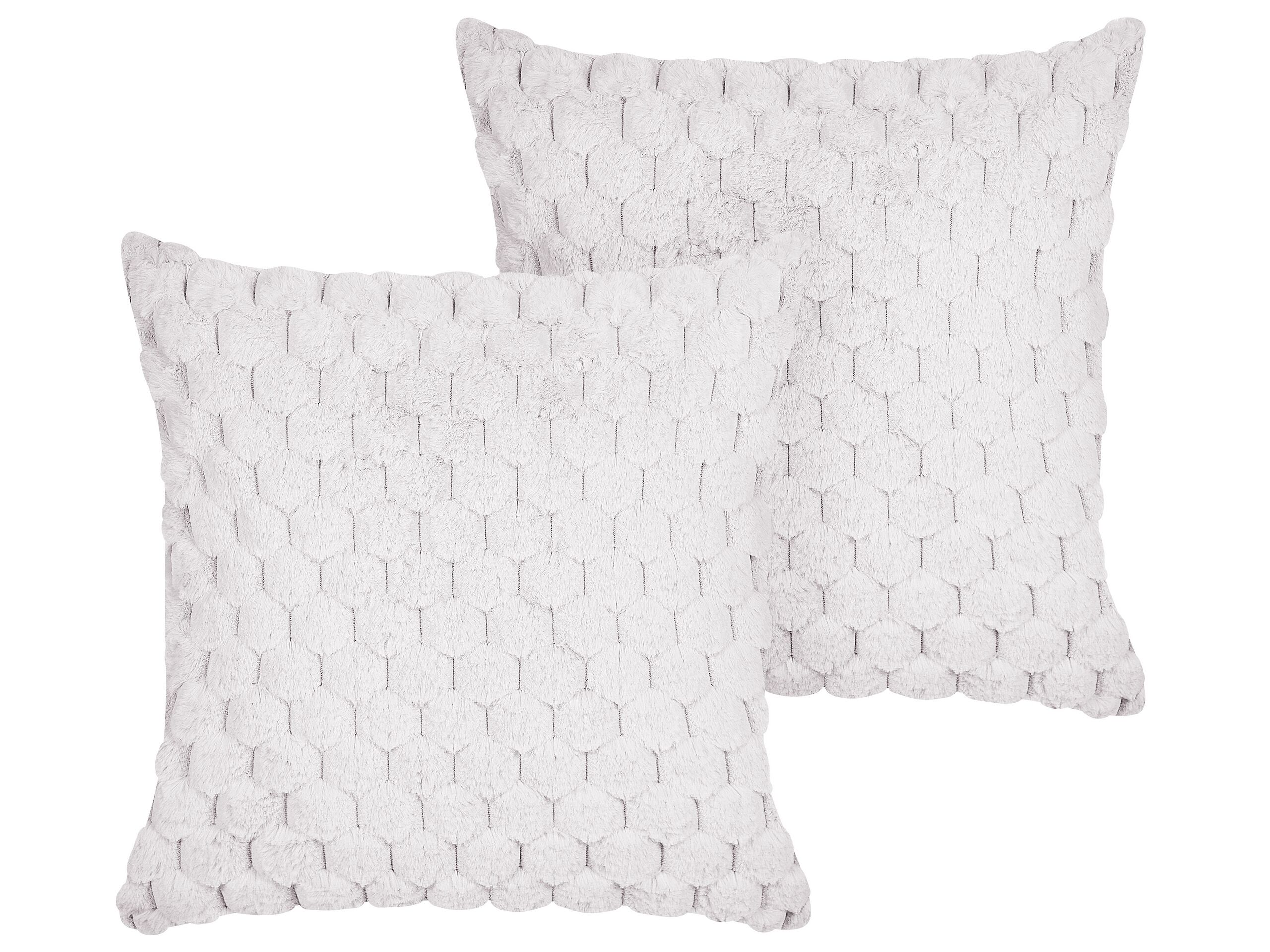 Set of 2 Faux Fur Cushions 43x43cm White - Gemini Interiors