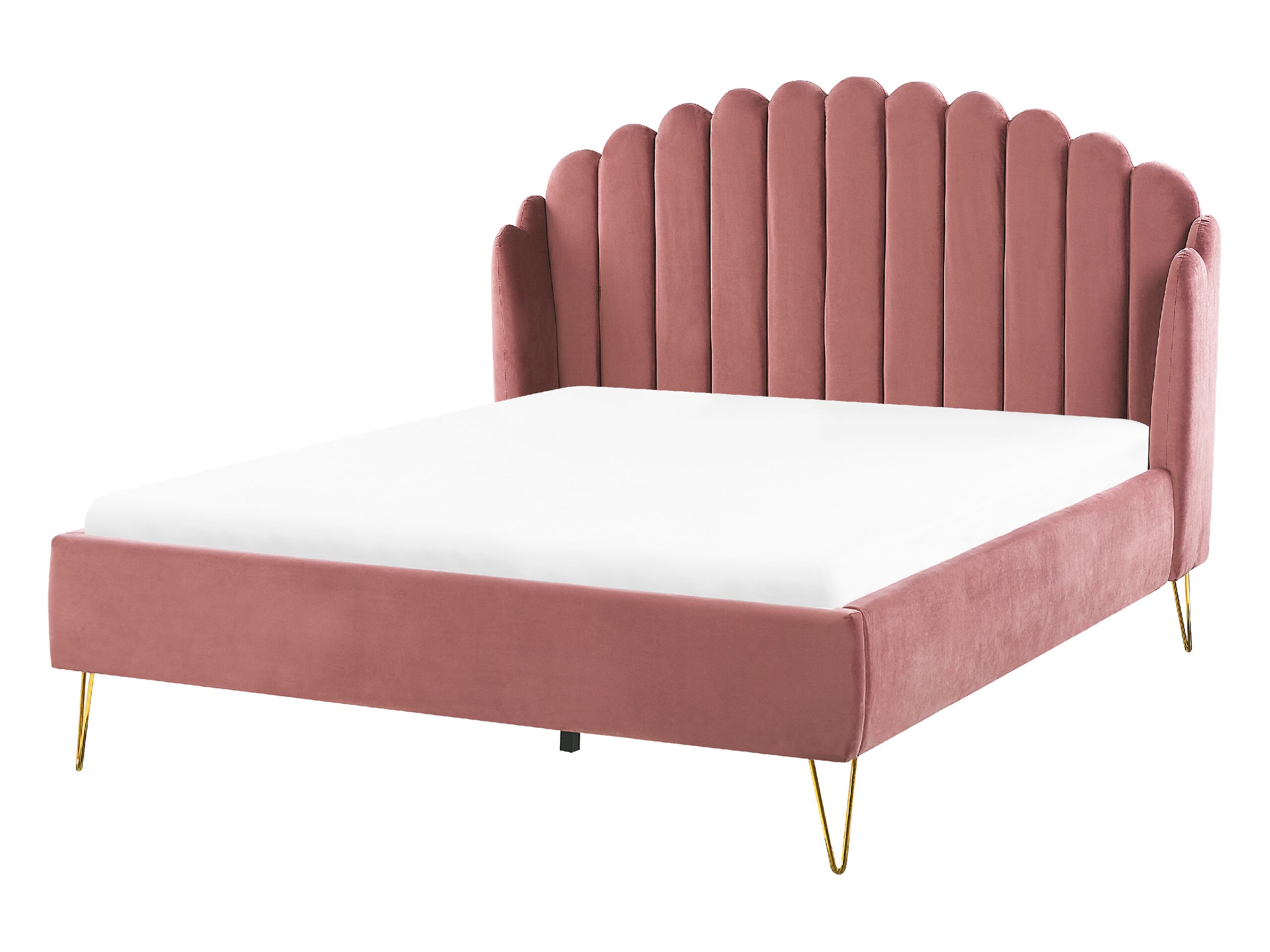 Velvet EU Double Size Bed Pink AMBILLOU - Gemini Interiors