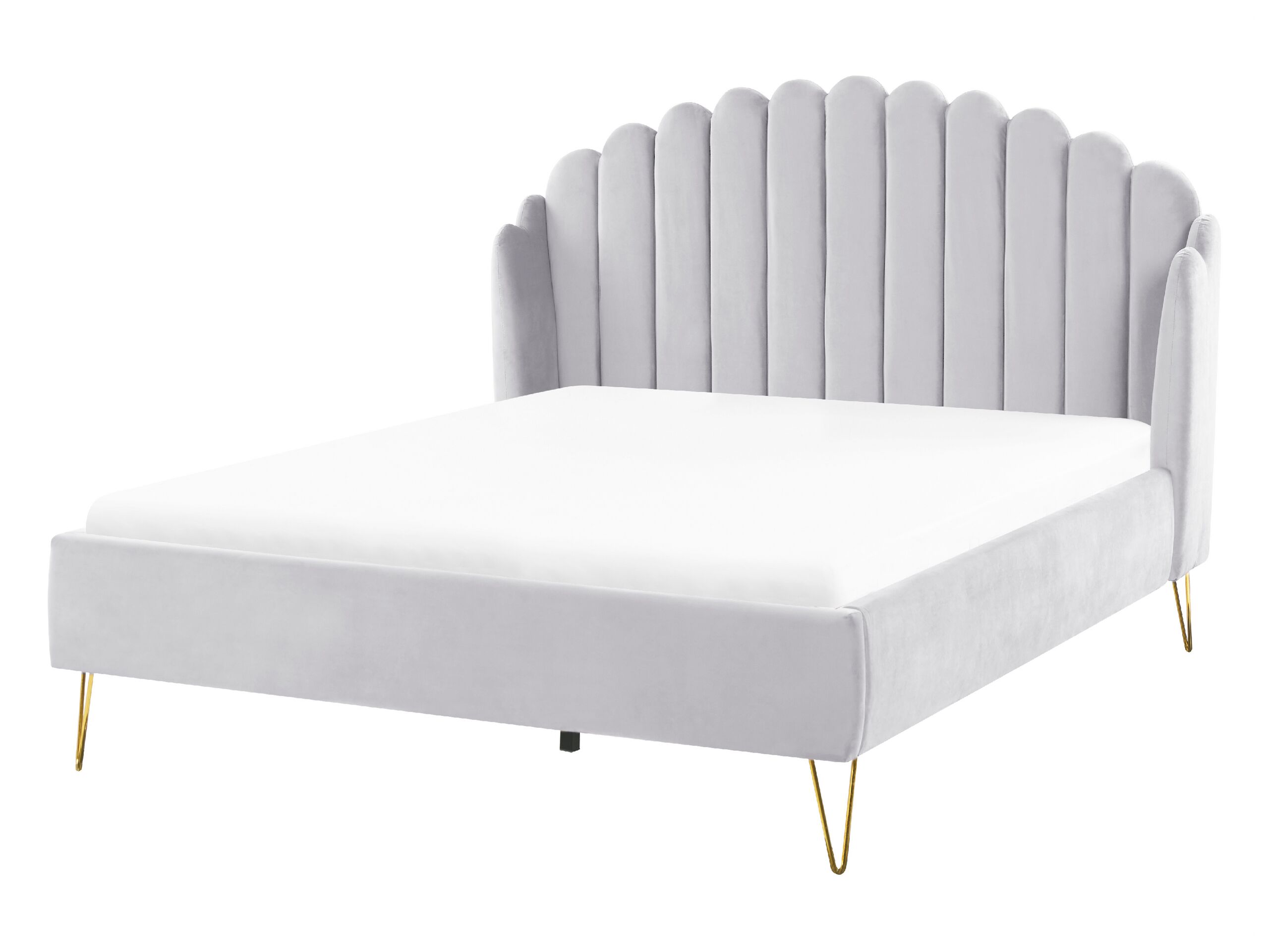Velvet EU Double Size Bed Grey AMBILLOU - Gemini Interiors