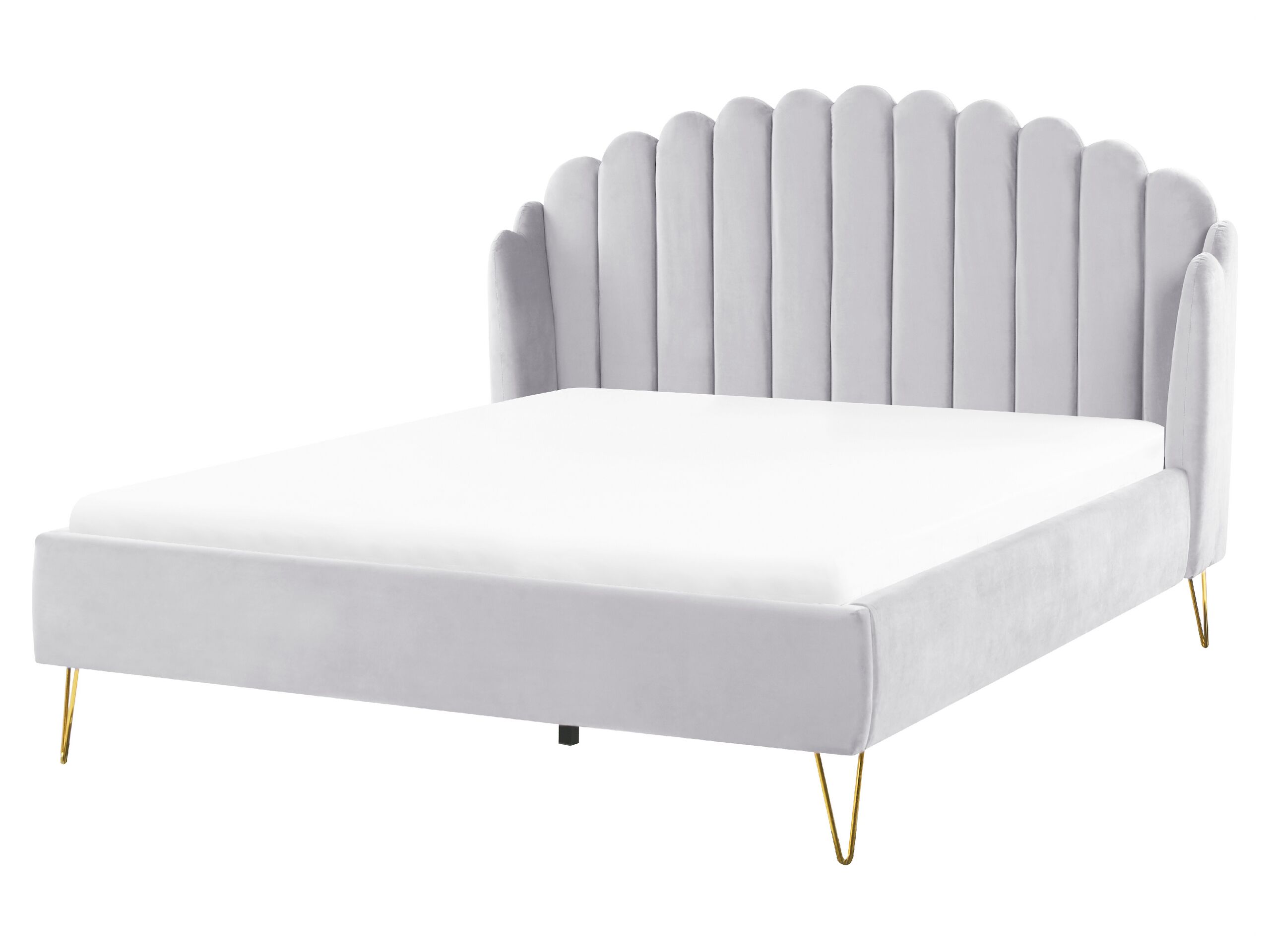 Velvet EU King Size Bed Grey AMBILLOU - Gemini Interiors
