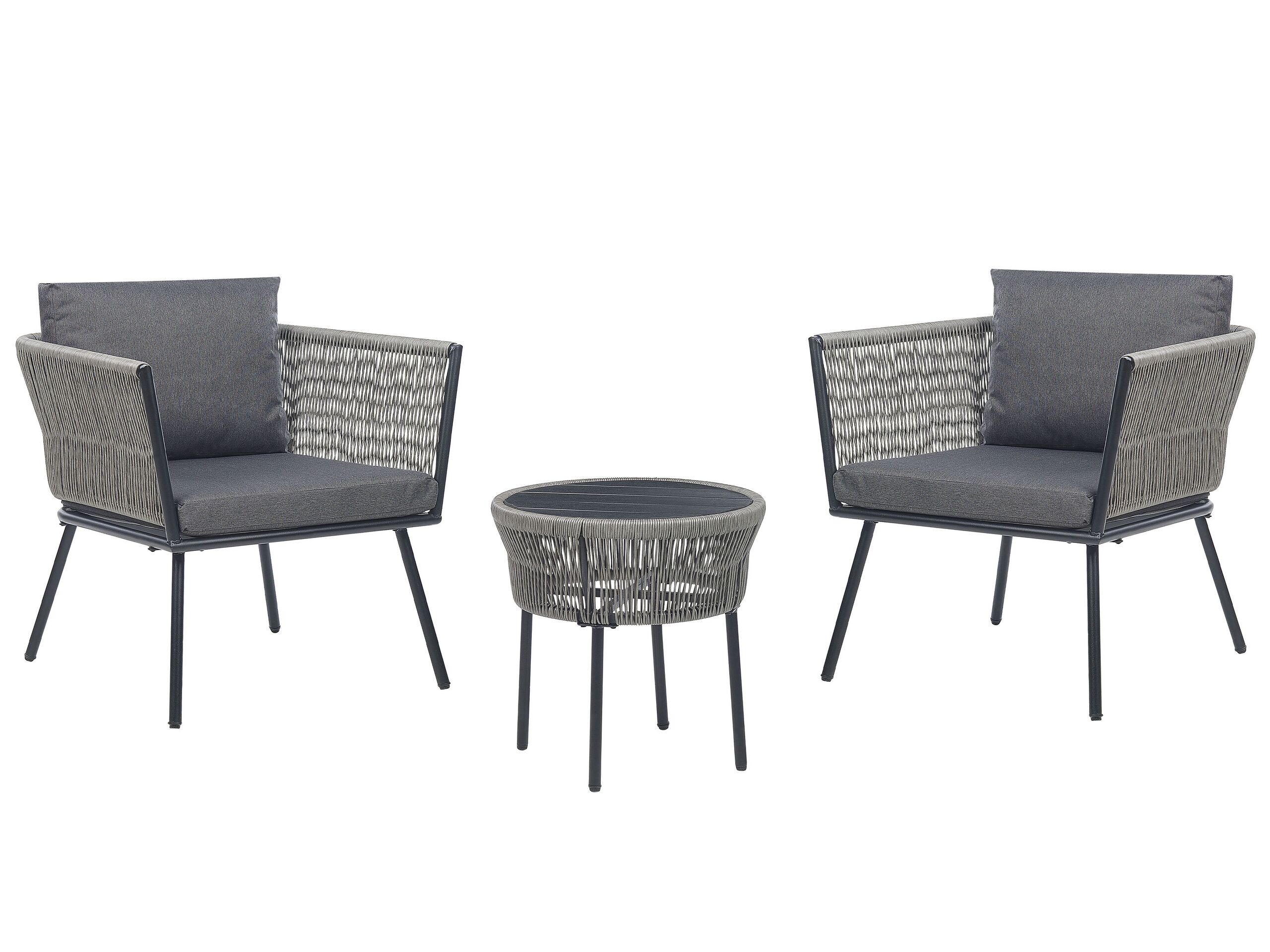 PE Rattan Bistro Set Grey GARGANO - Gemini Interiors